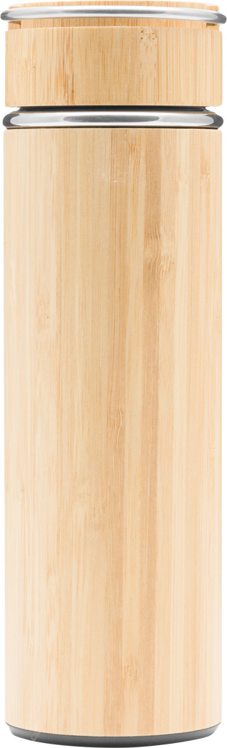 Isolierflasche BAMBOO HOT 400 ml Edelstahl mit Teesieb, bedruckbar