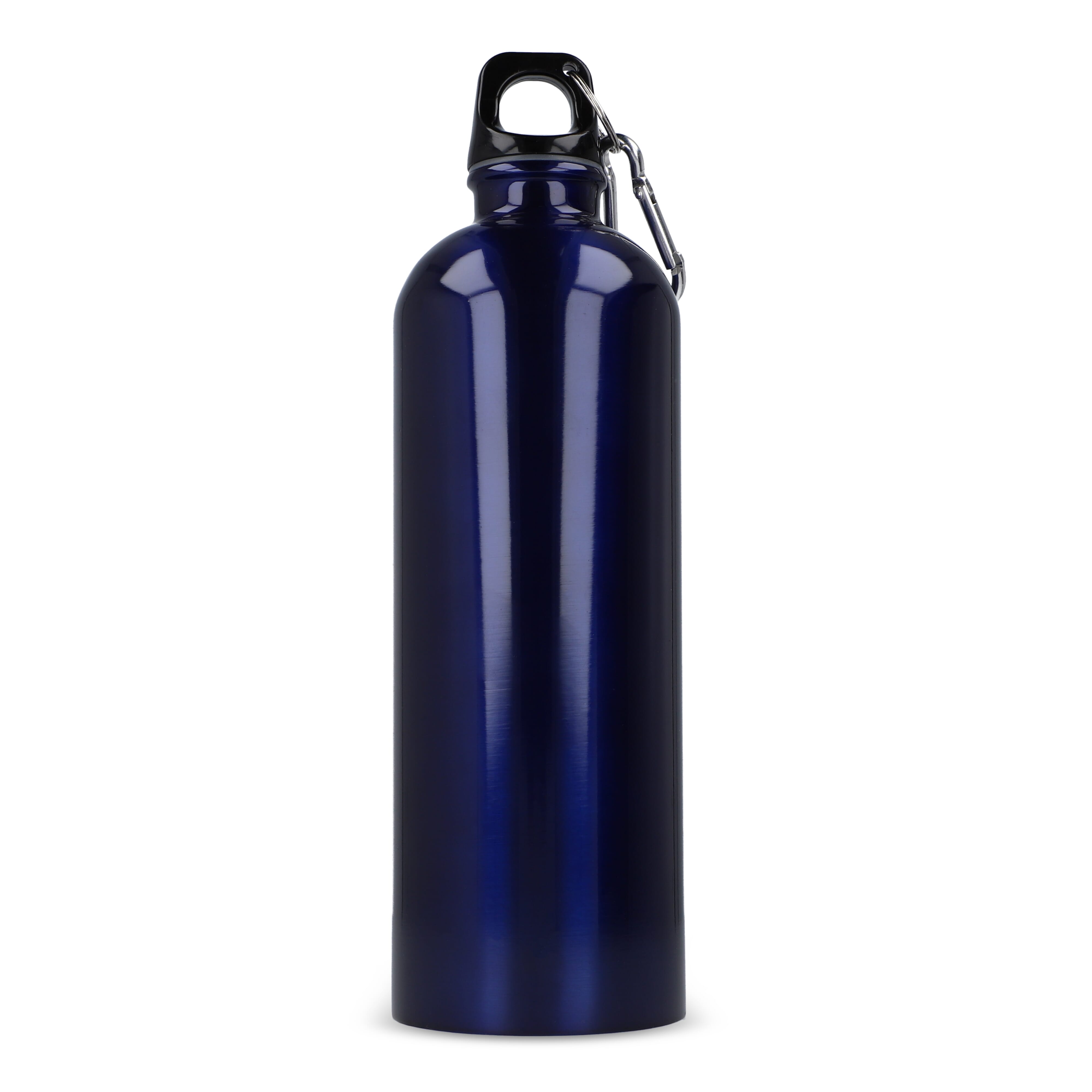 Edelstahl-Trinkflasche 750ml einwandig mit Karabiner, recycelt