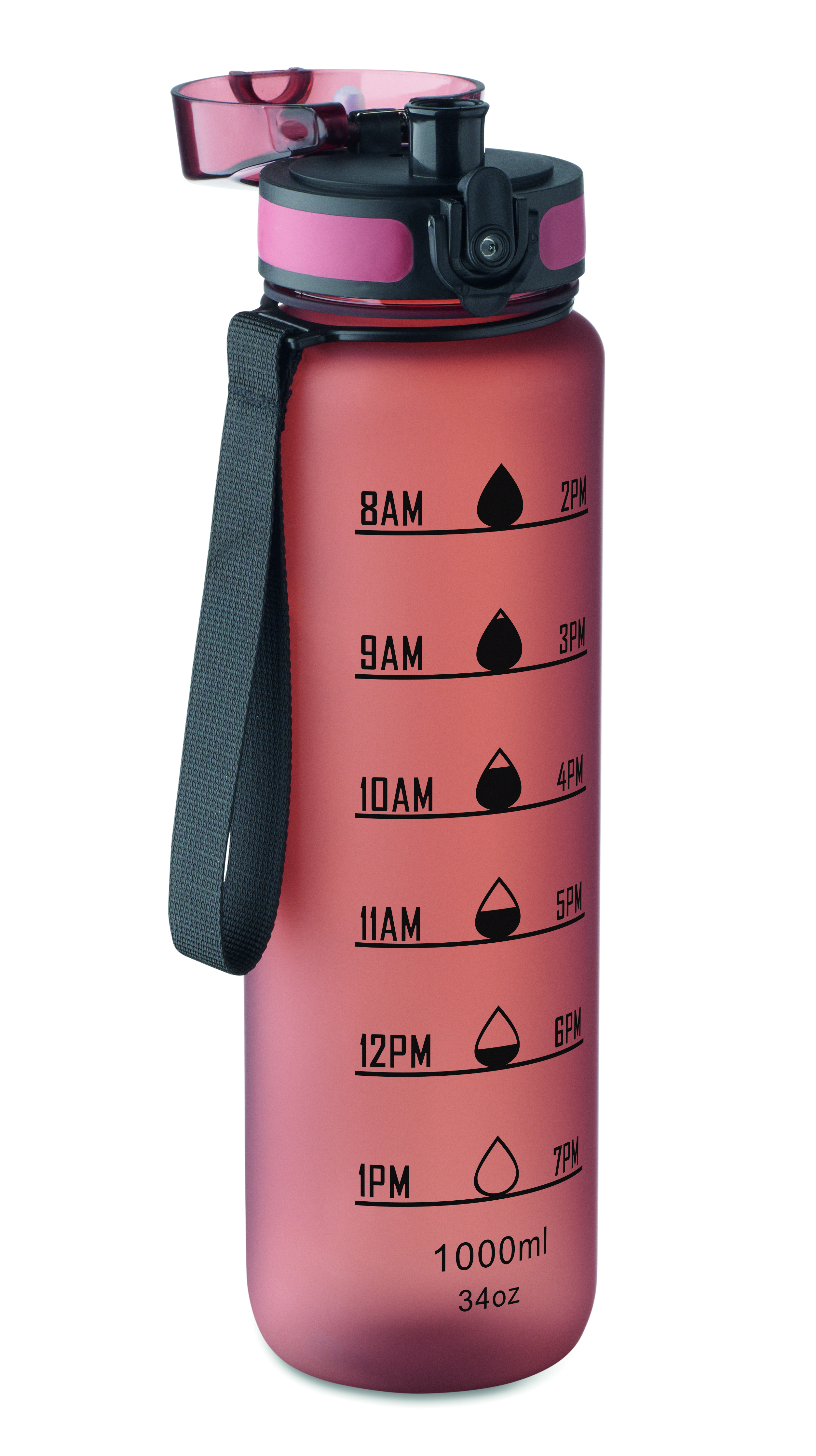 Sport-Trinkflasche RPET 1L ISFORDEN MARK – bedruckbar, mit Trageriemen