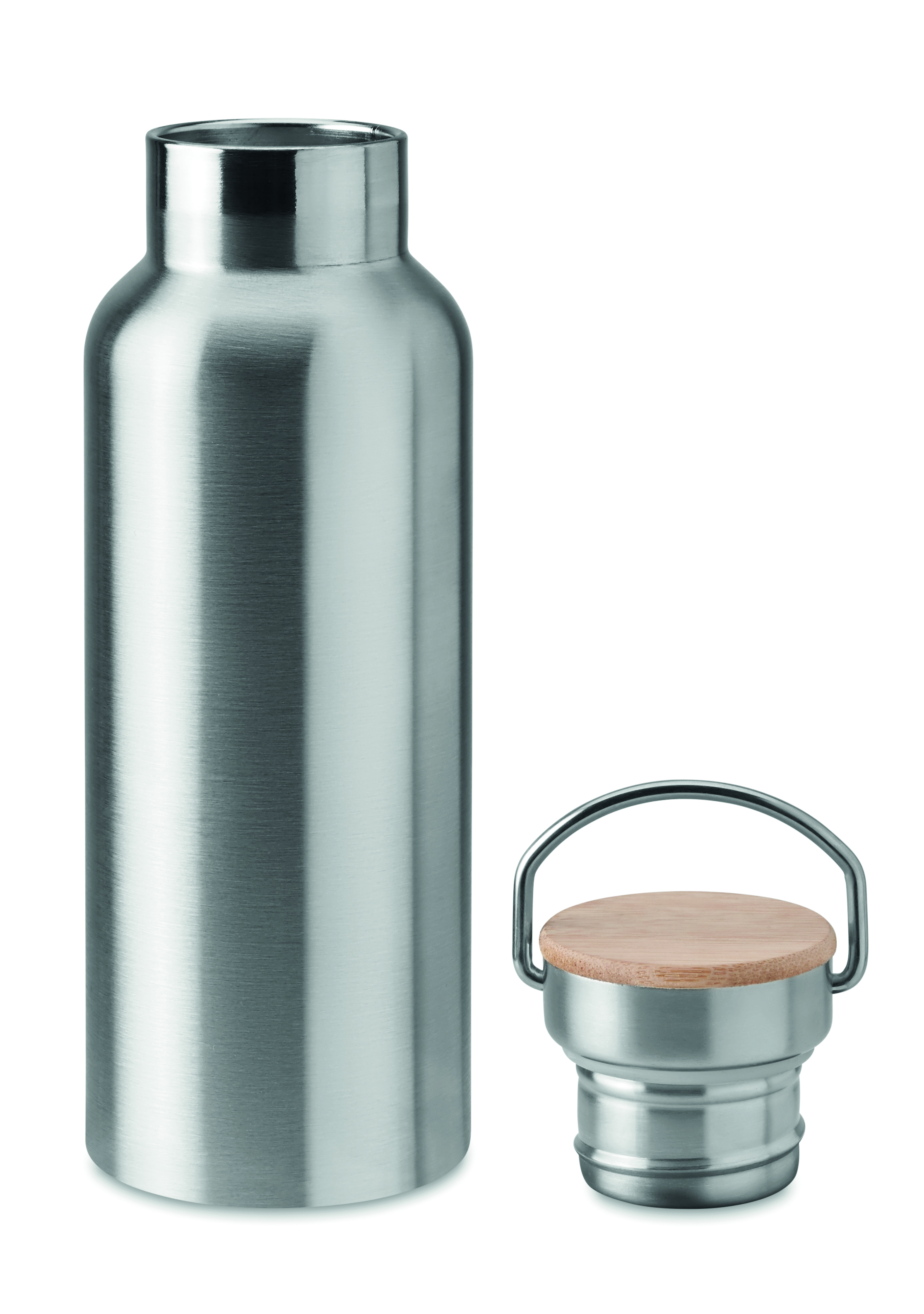 Isolierflasche Edelstahl 500 ml HELSINKI - Bambusdeckel, bedruckbar
