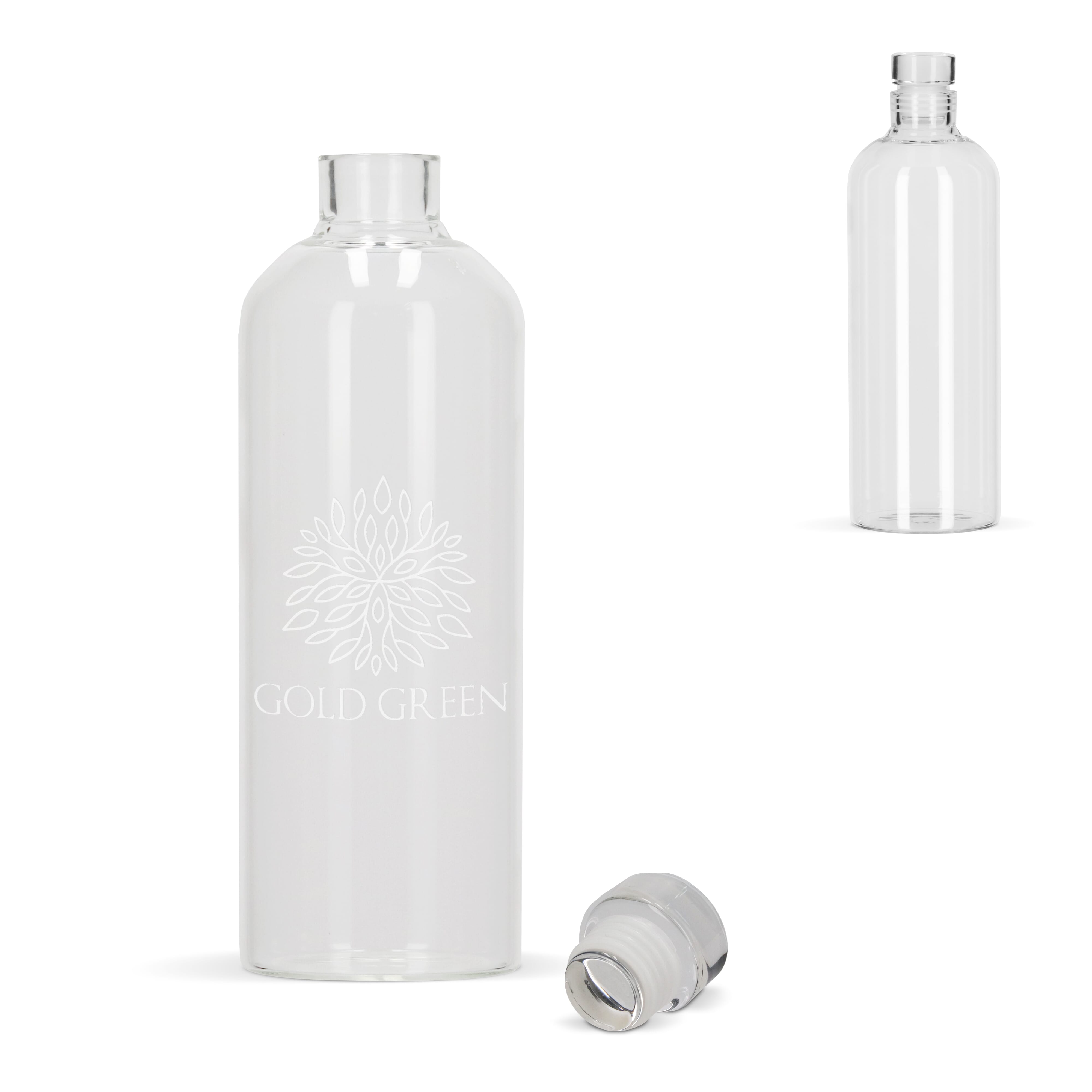 Glasflasche 1000 ml aus Borosilikatglas – Trinkflasche bedruckbar
