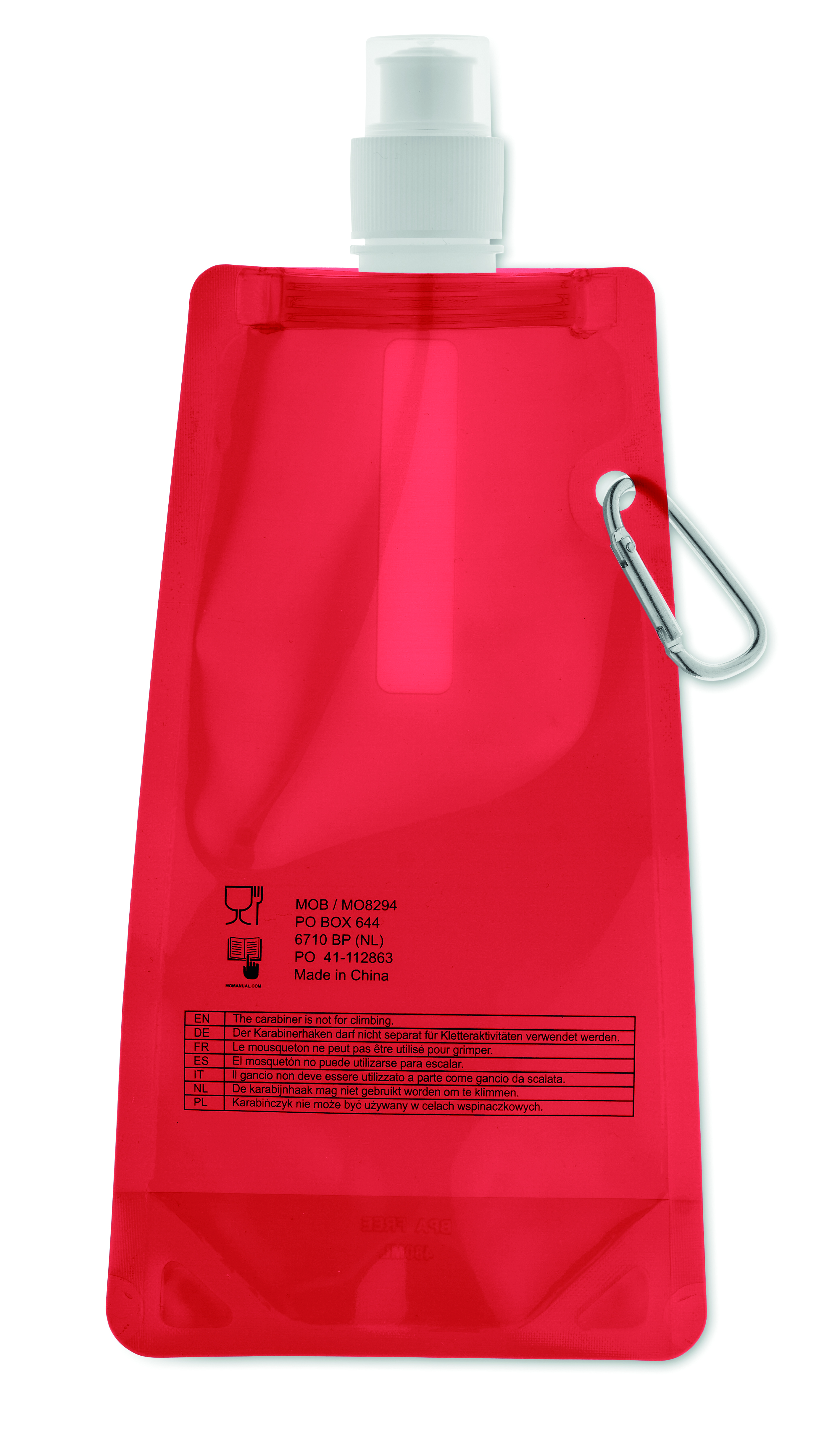 Faltbare Wasserflasche GATES aus PET, 480 ml – bedruckbar