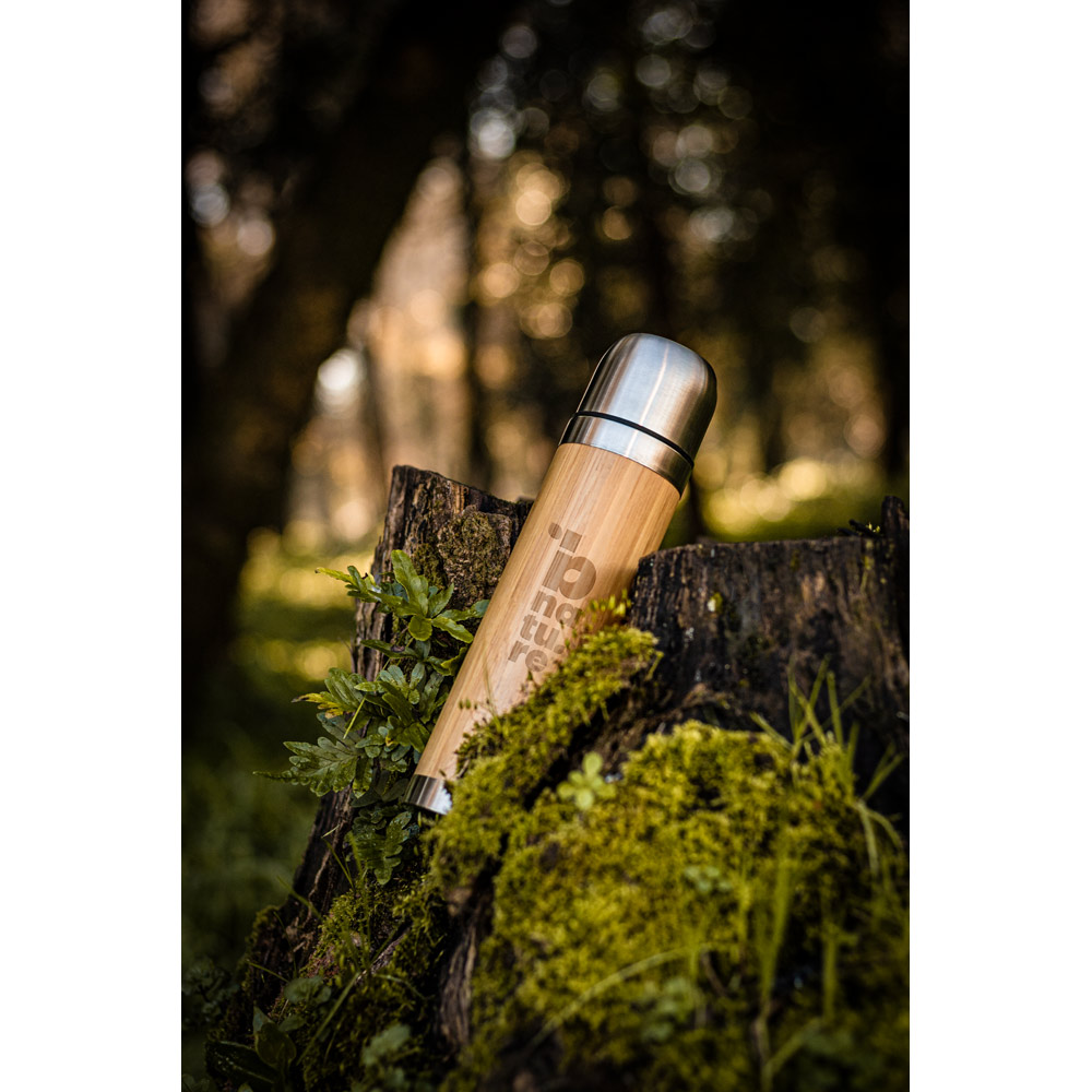 Thermoskanne CEYLON 450 ml – Edelstahl & Bambus, bedruckbar