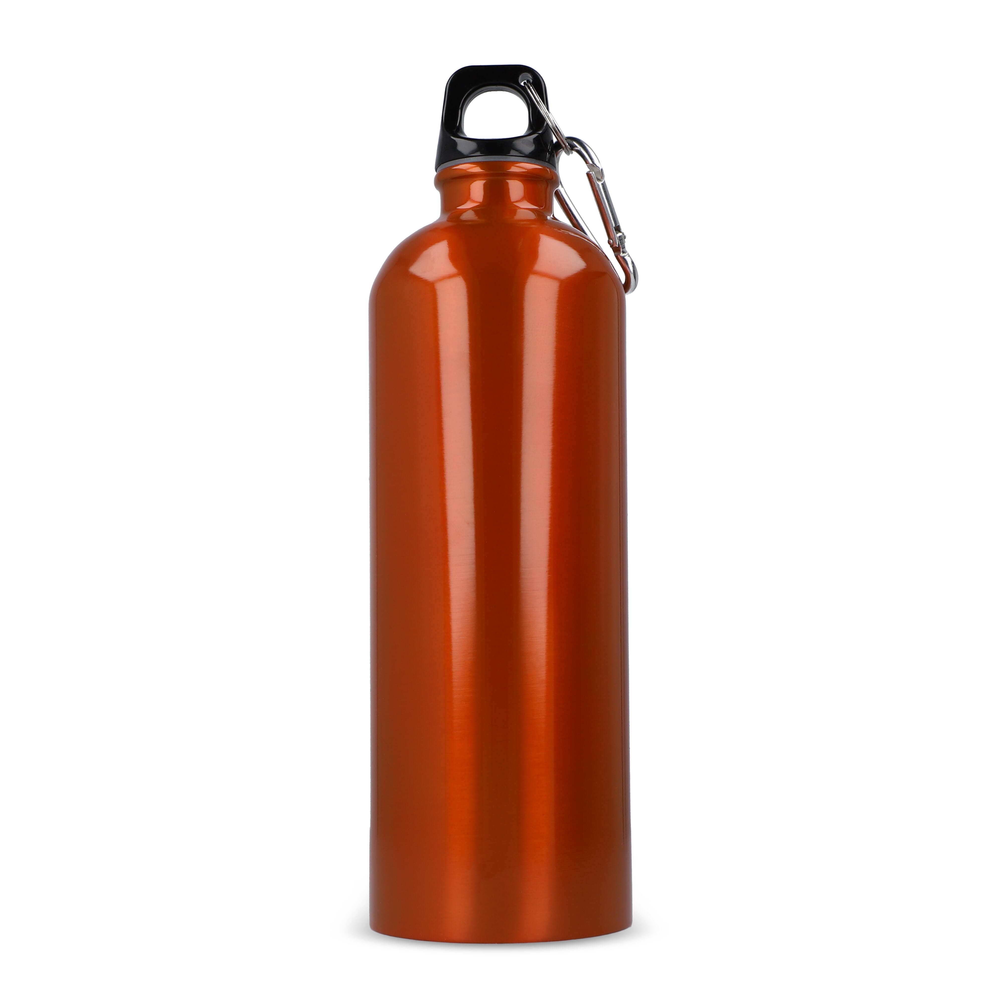 Edelstahl-Trinkflasche 750ml einwandig mit Karabiner, recycelt