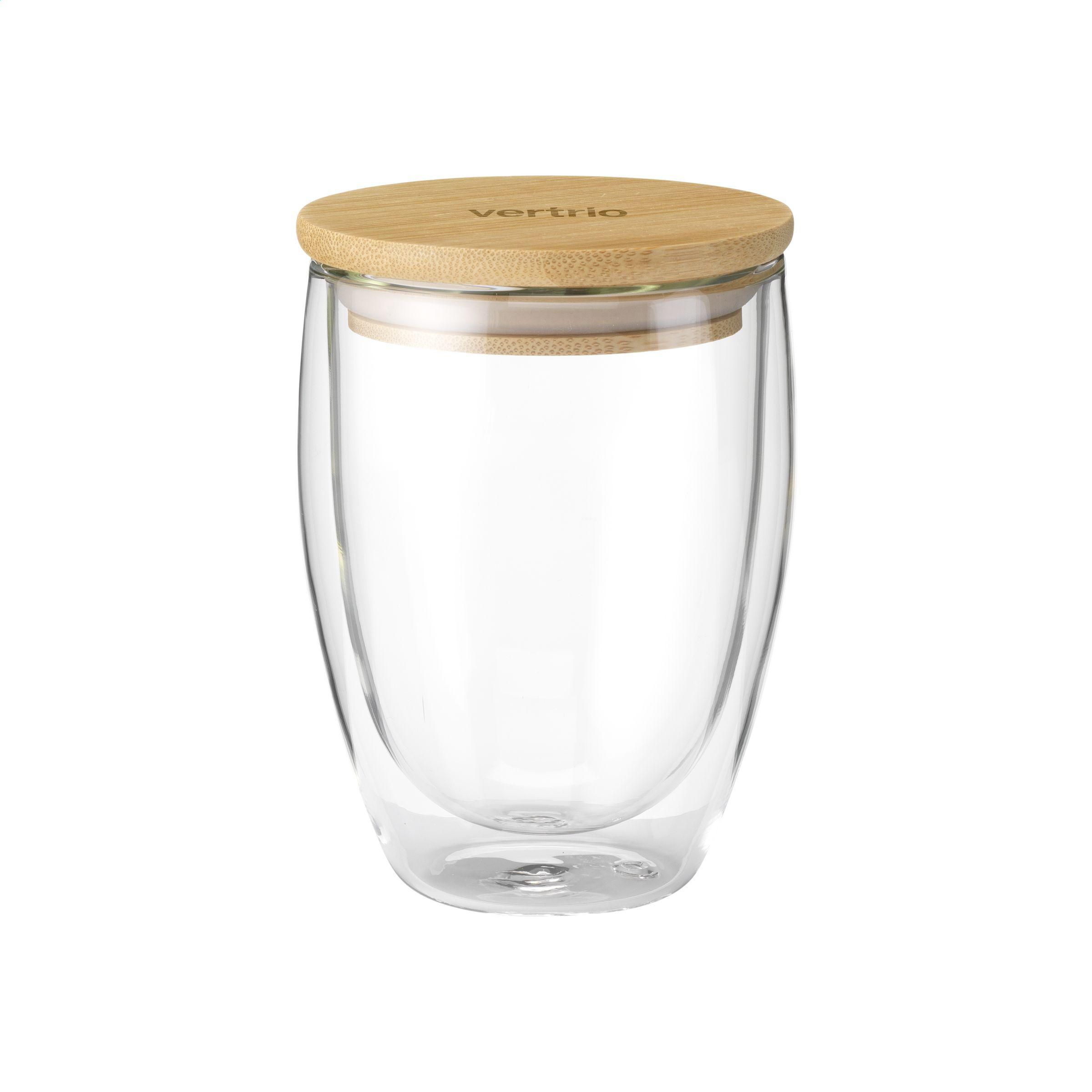 Doppelwandiges Borosilikatglas Alba 350 ml mit Bambusdeckel