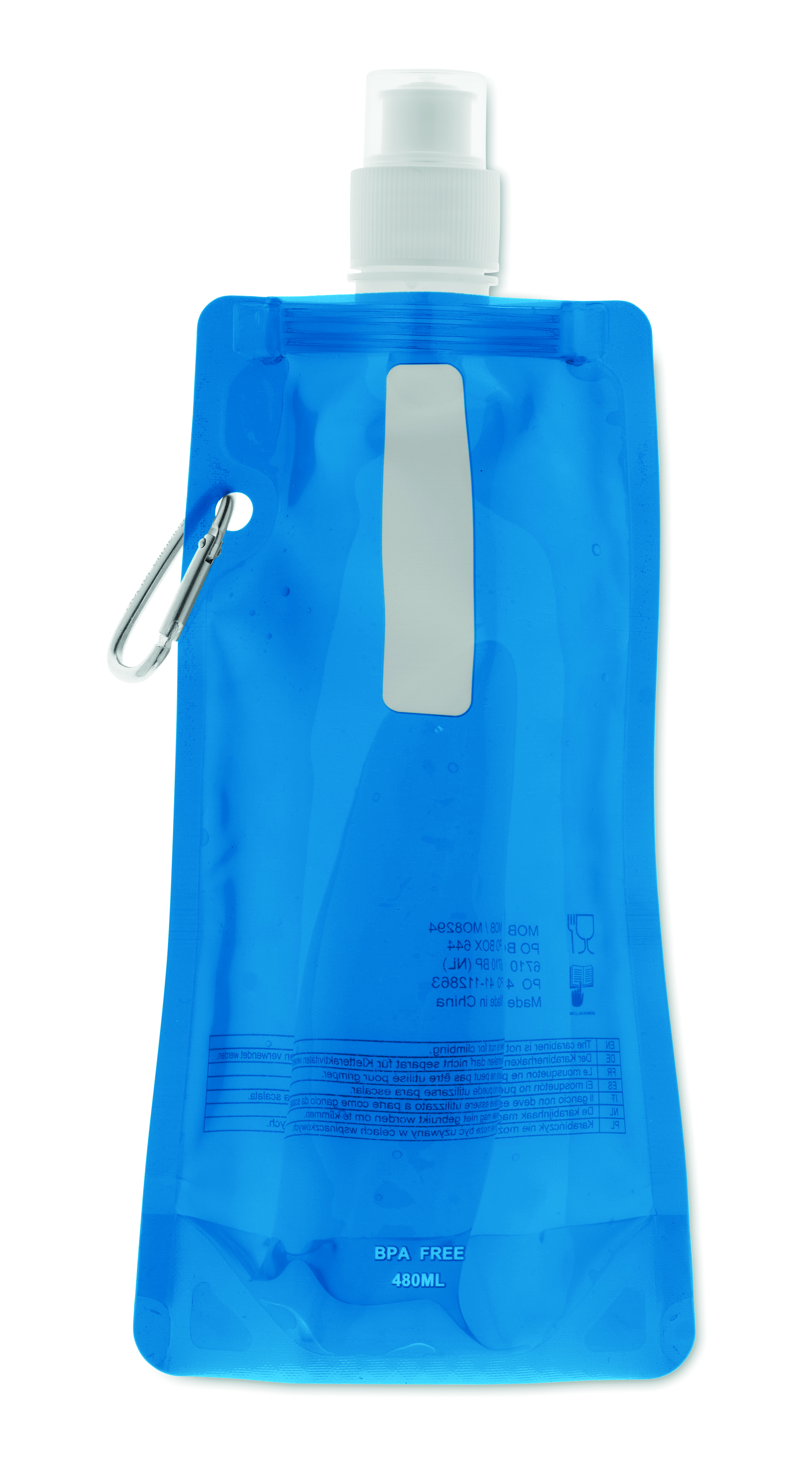 Faltbare Wasserflasche GATES aus PET, 480 ml – bedruckbar