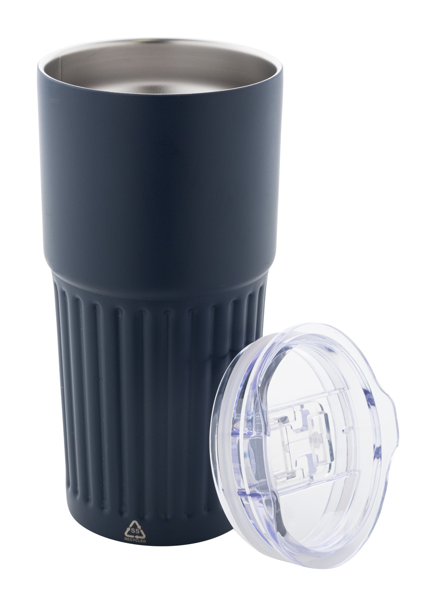 Thermobecher Streaky Tall 600 ml, recycelter Edelstahl, bedruckbar