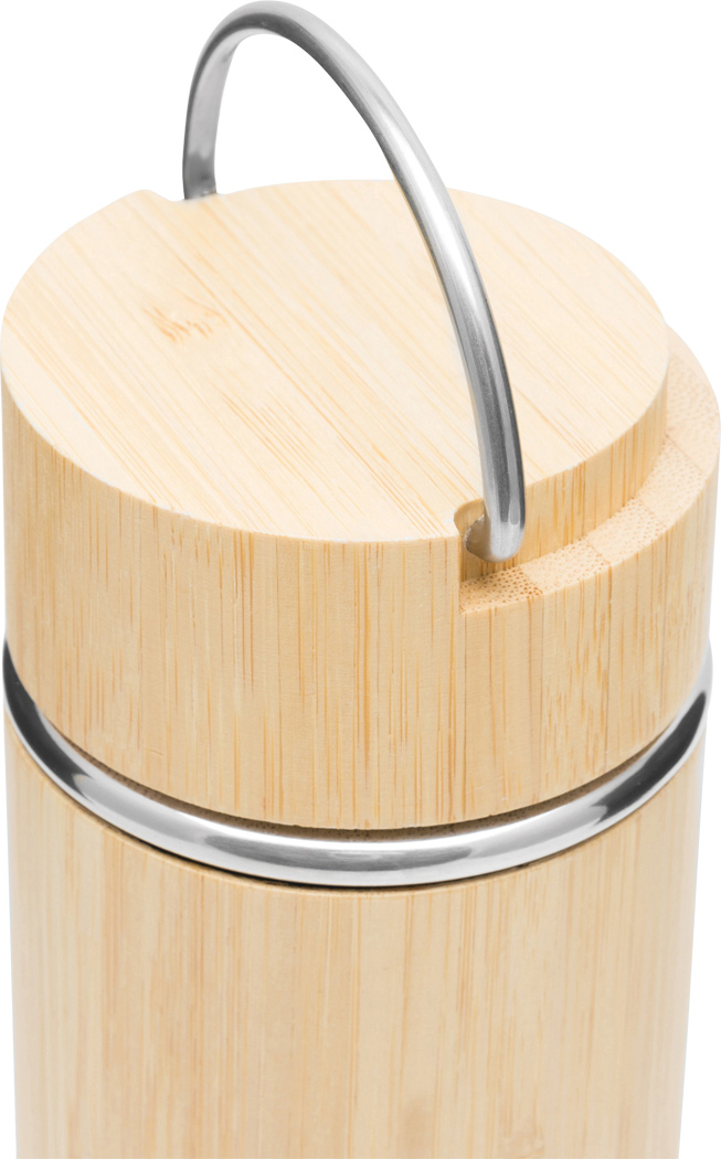 Isolierflasche BAMBOO HOT 400 ml Edelstahl mit Teesieb, bedruckbar