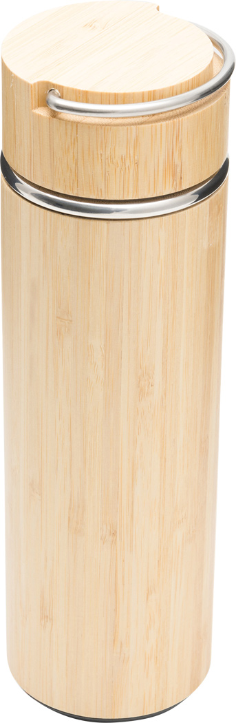 Isolierflasche BAMBOO HOT 400 ml Edelstahl mit Teesieb, bedruckbar