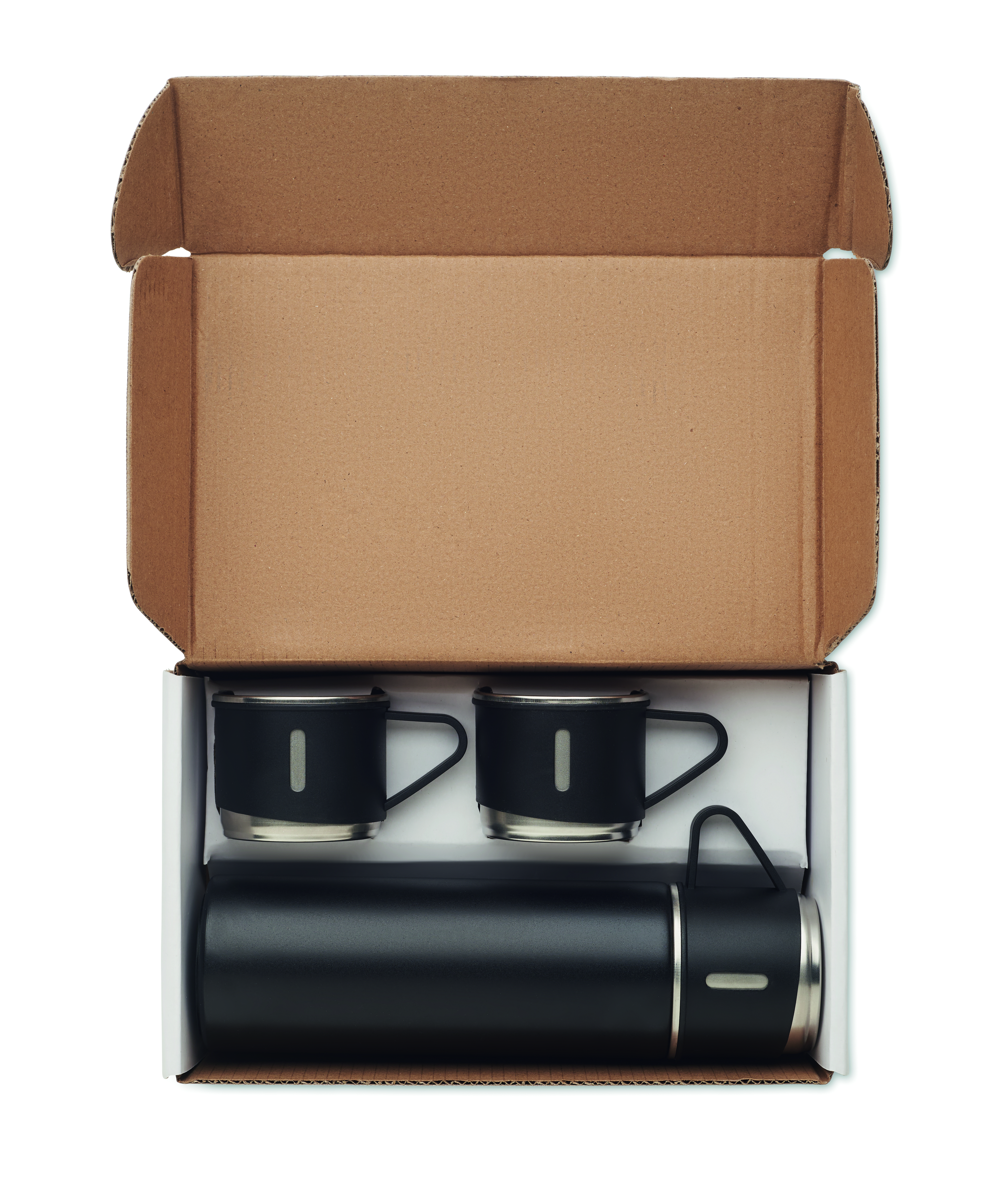 Edelstahl Isolierflaschen-Set SHARM 4-tlg. mit Bechern 420 ml bedruckbar