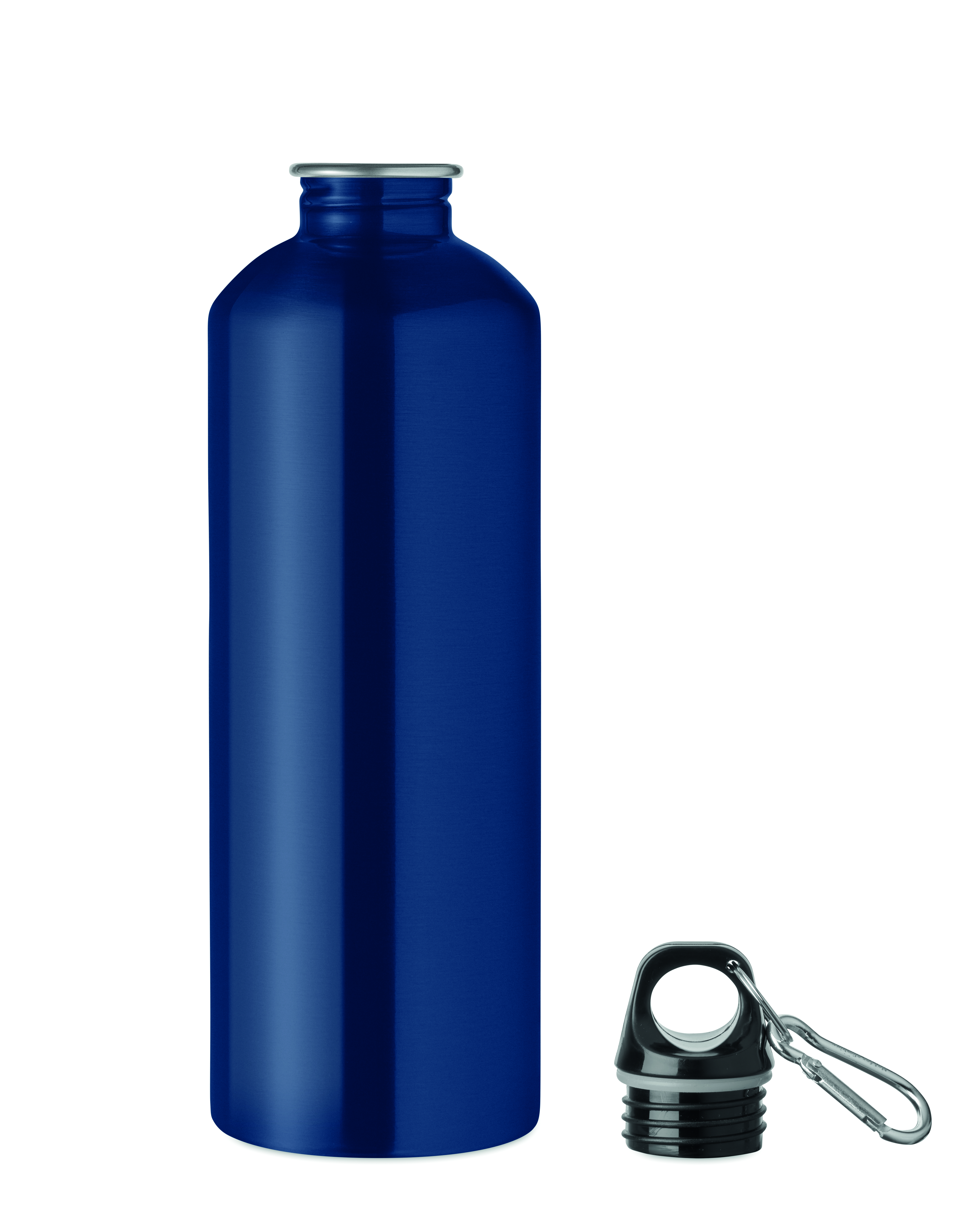 Edelstahl Trinkflasche 1000 ml einwandig mit Karabiner, bedruckbar