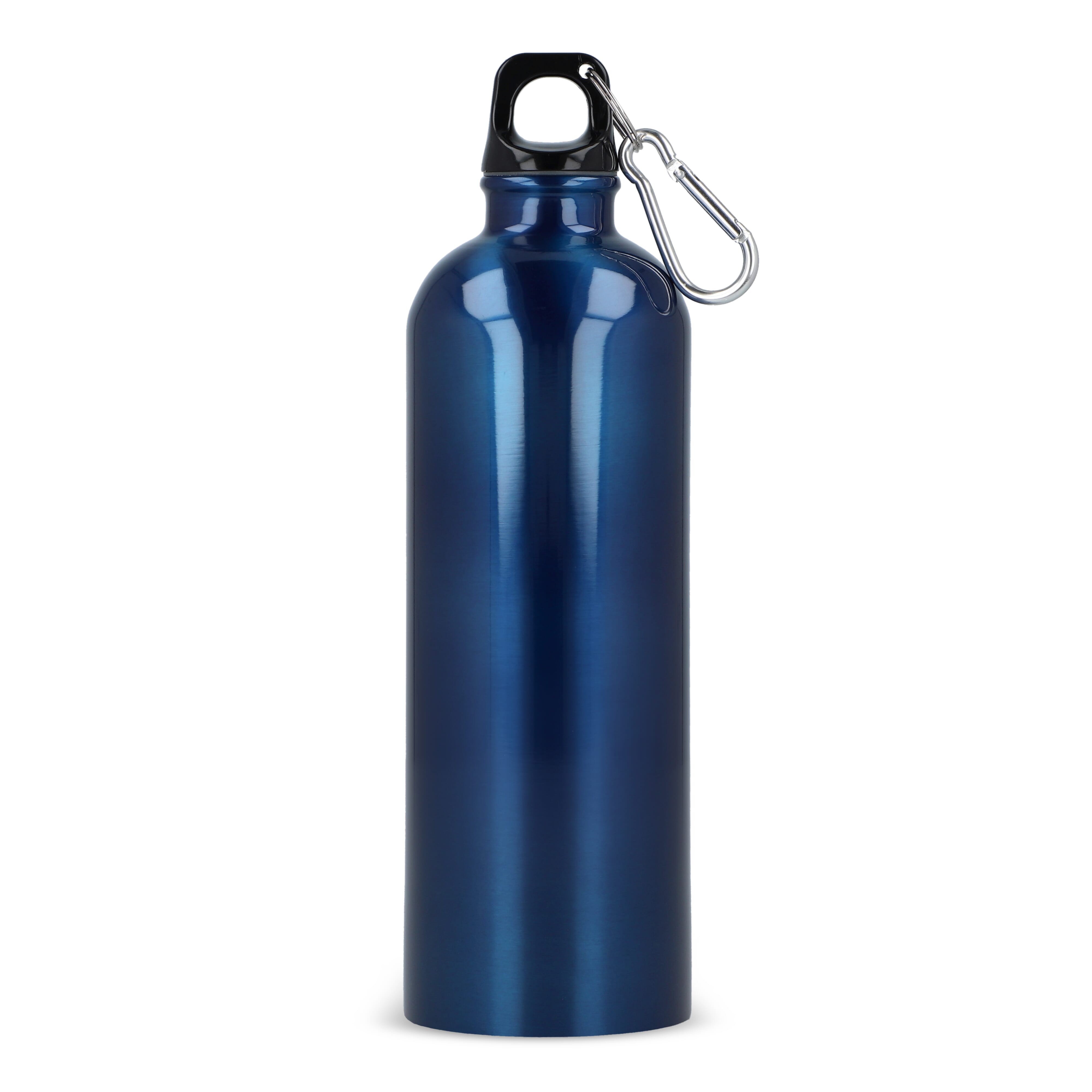 Edelstahl-Trinkflasche 750ml einwandig mit Karabiner, recycelt