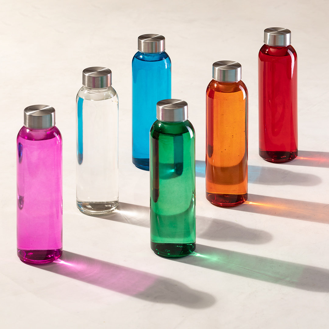 Glas-Trinkflasche Terkol 500 ml mit Edelstahl-Verschluss, bedruckbar