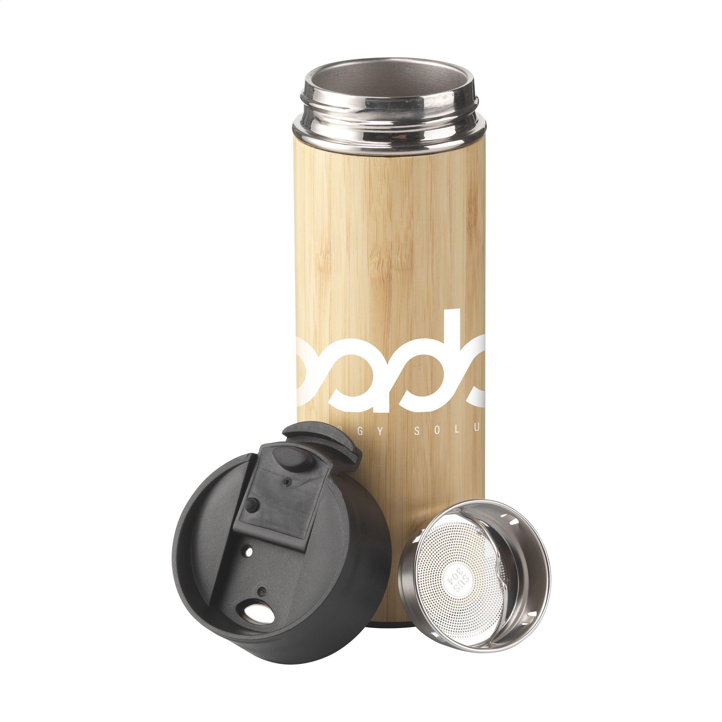 Thermoflasche Sakura 360 ml Edelstahl mit Bambus & Teesieb