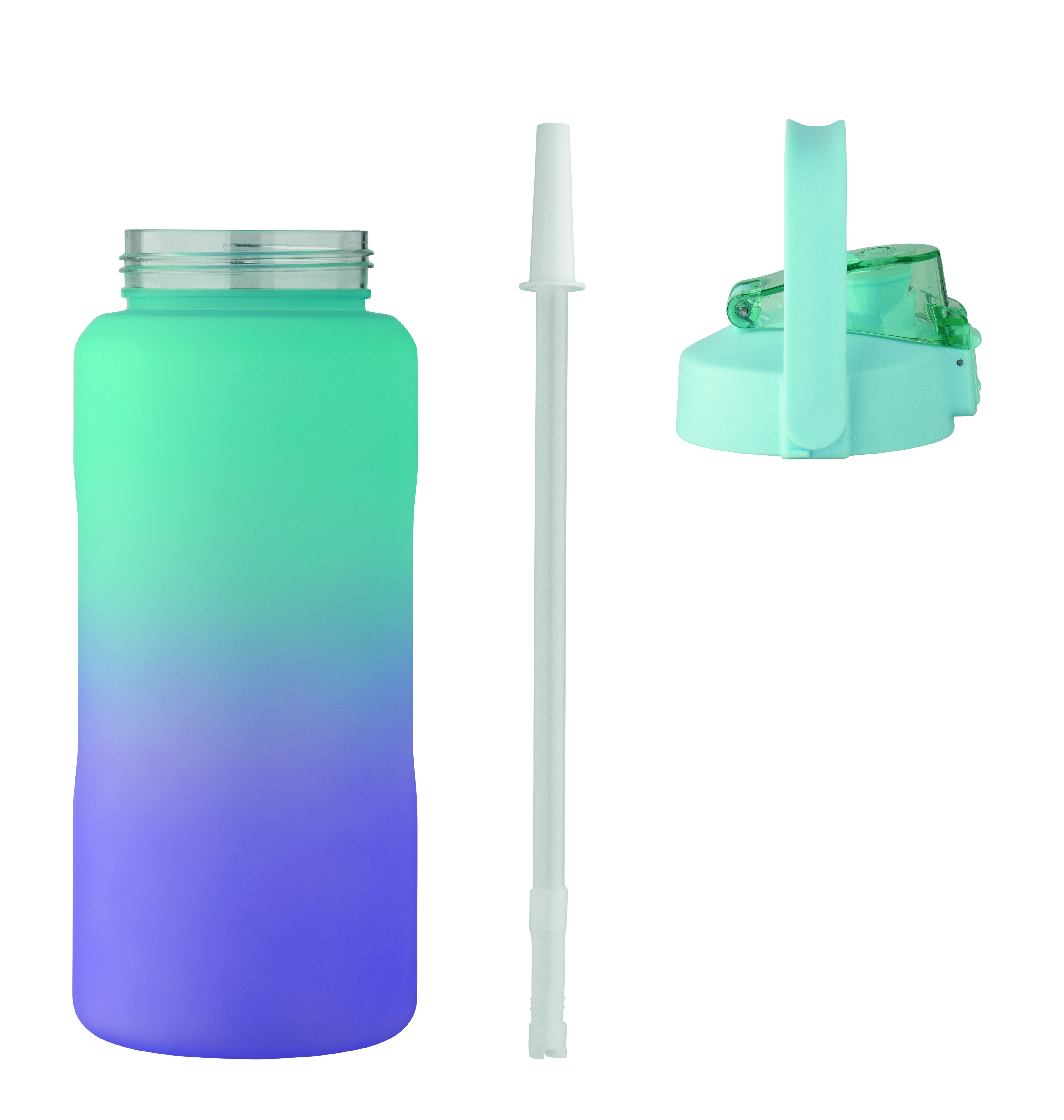 RPET-Trinkflasche 2000ml ACTIVATE MAX mit Trinkhalm & Henkel