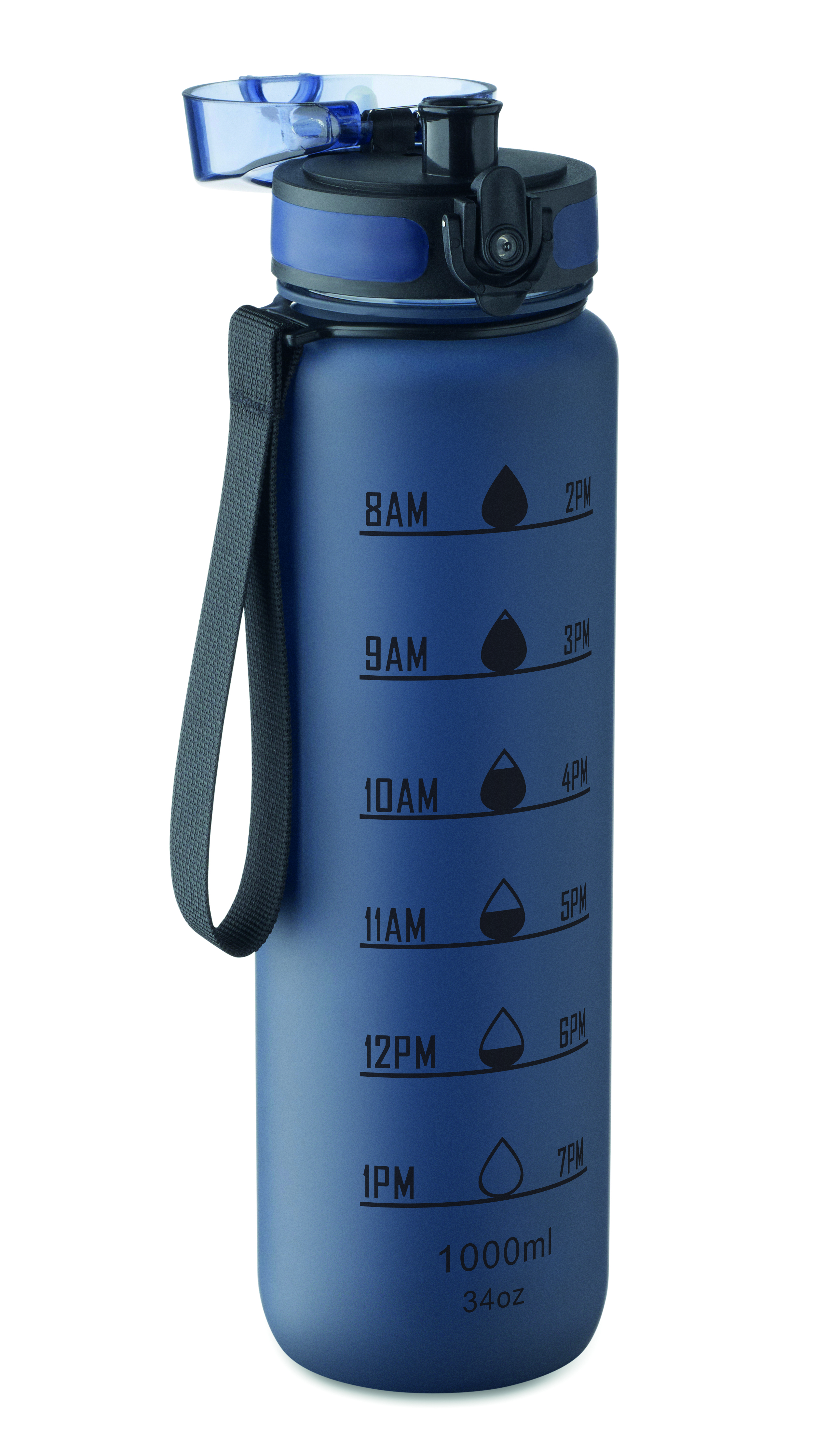 Sport-Trinkflasche RPET 1L ISFORDEN MARK – bedruckbar, mit Trageriemen