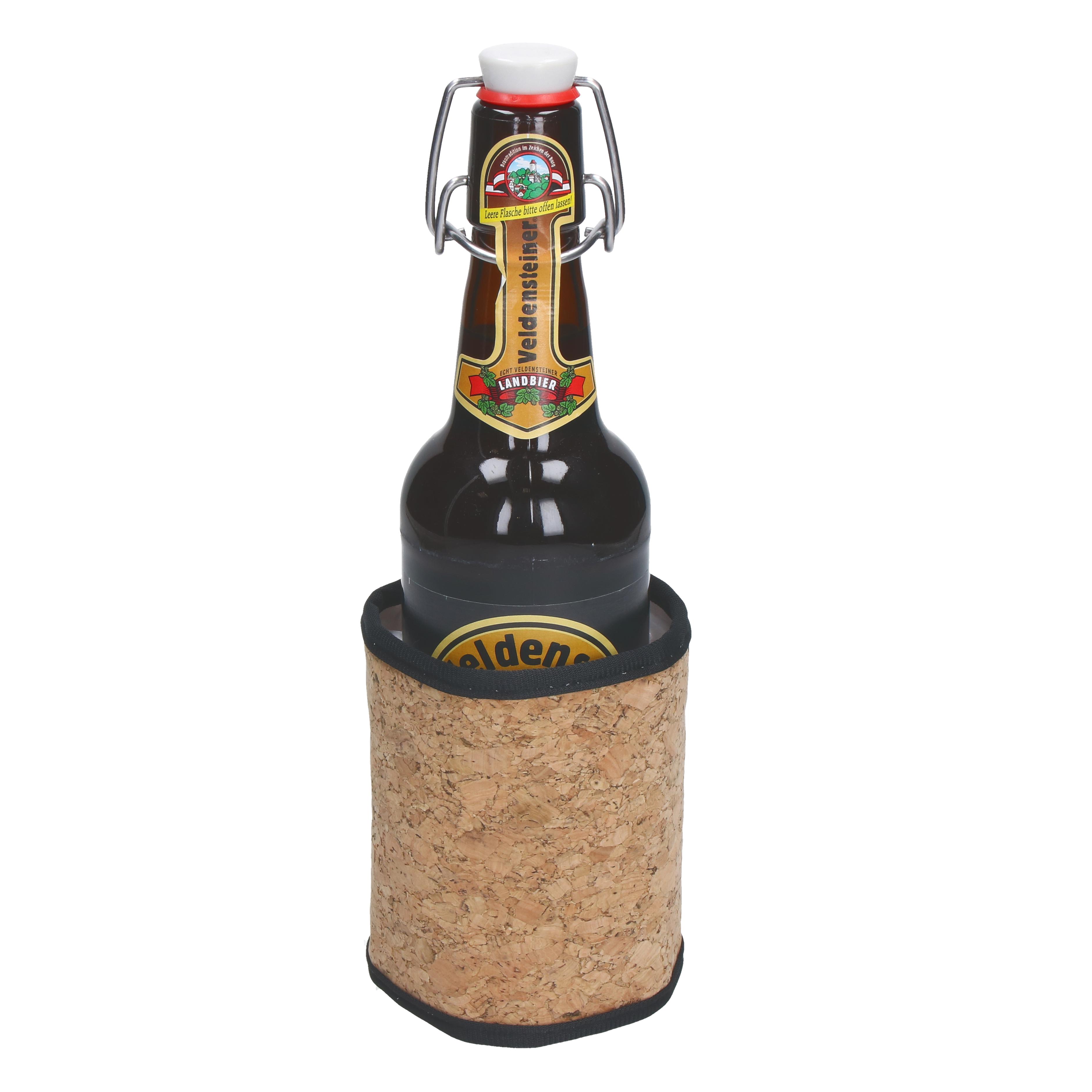 Kühlmanschette Kork mit Kühlkammern für Flaschen bis 0,5 l, bedruckbar