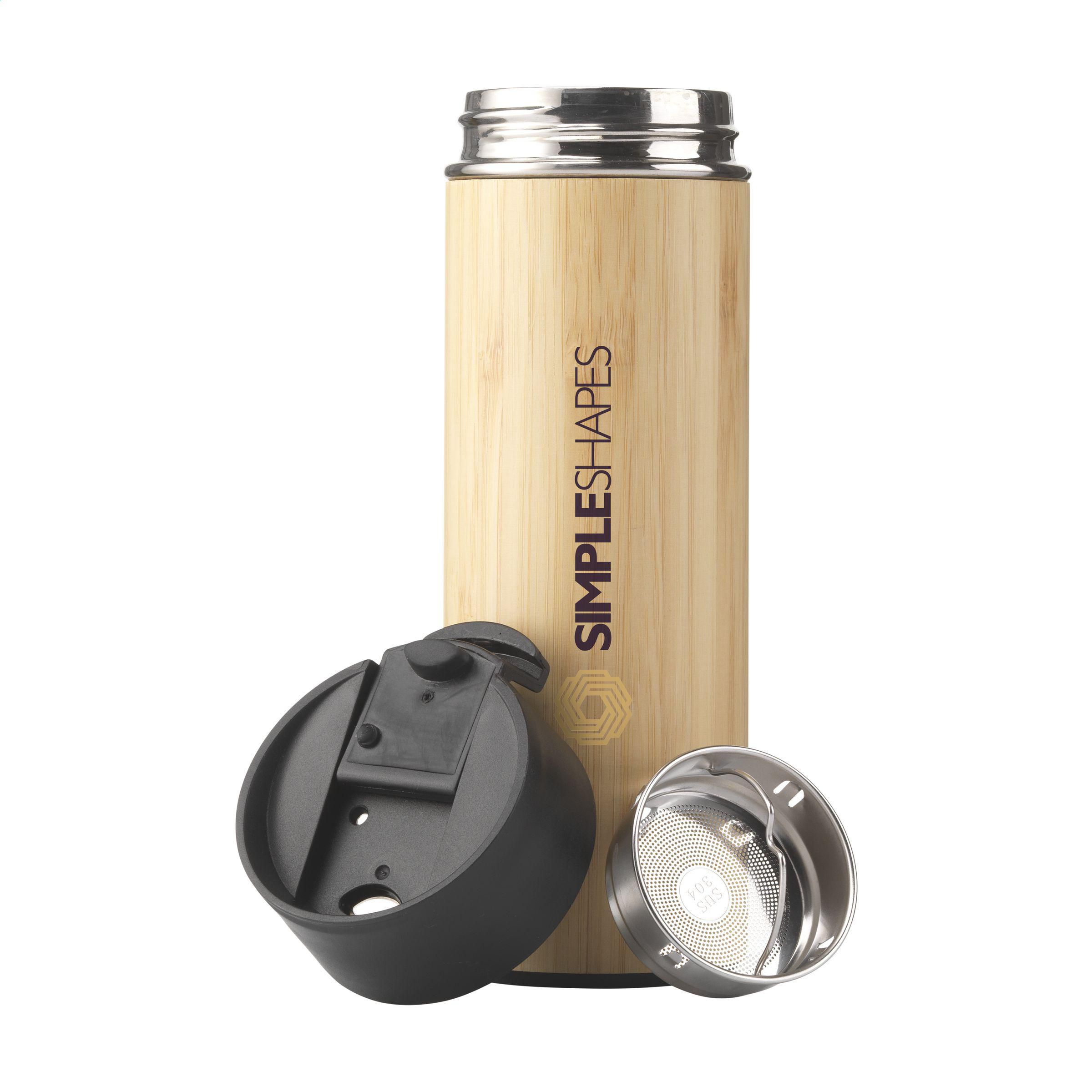 Thermoflasche Sakura 360 ml Edelstahl mit Bambus & Teesieb