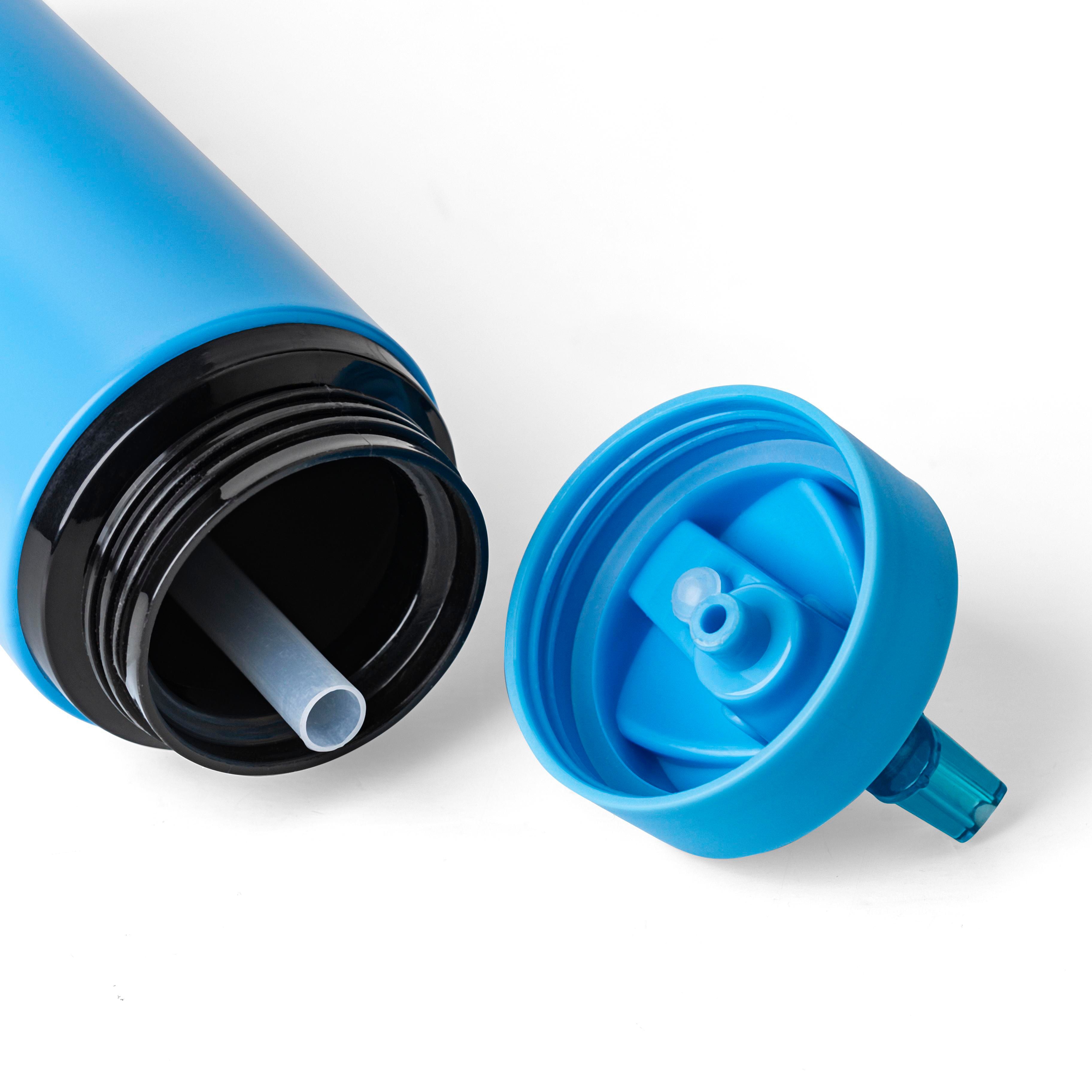 Trinkflasche Edelstahl 500 ml Zeno – recycelt, mit Strohhalm, bedruckbar