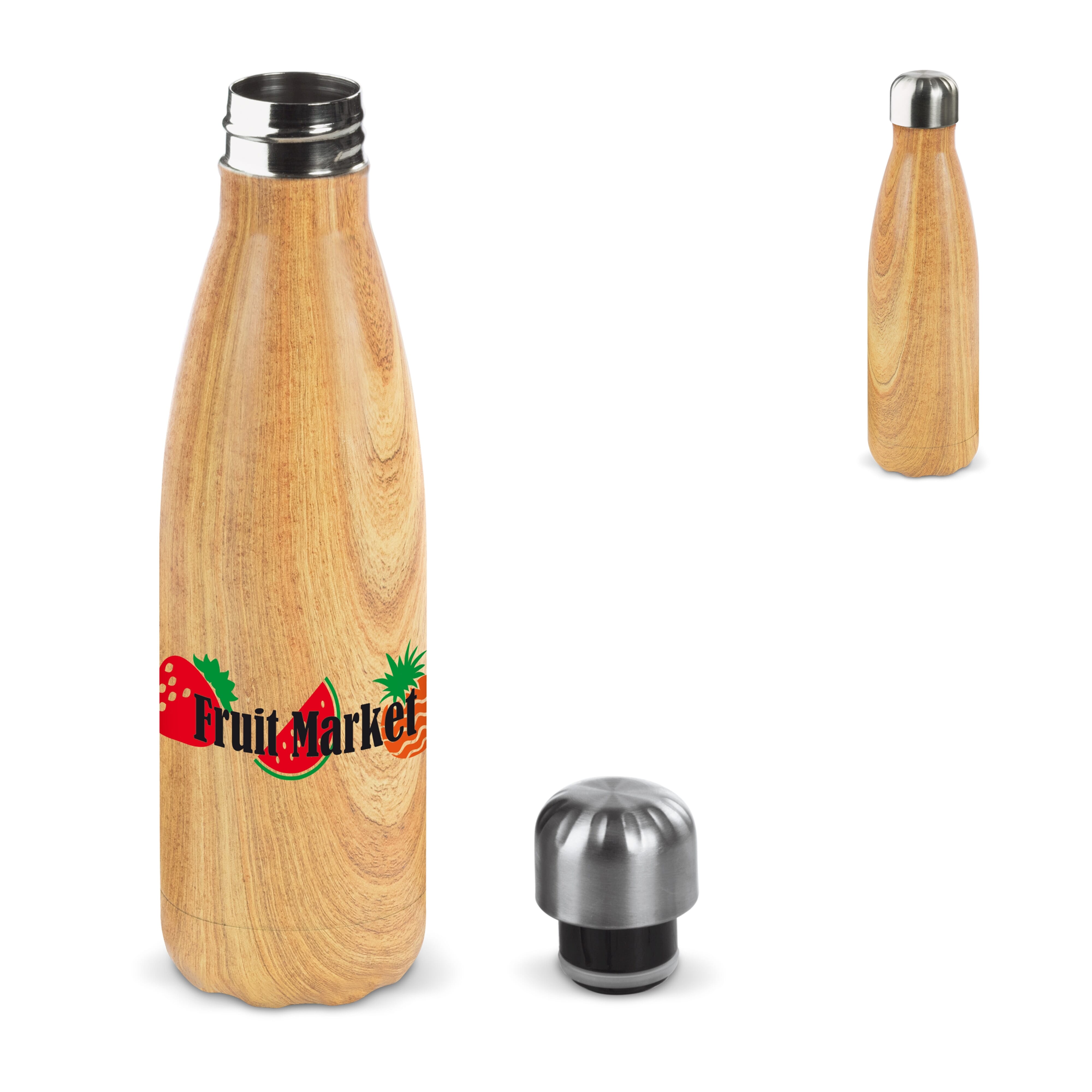 Edelstahl Trinkflasche Swing Holz Edition 500ml - doppelwandig