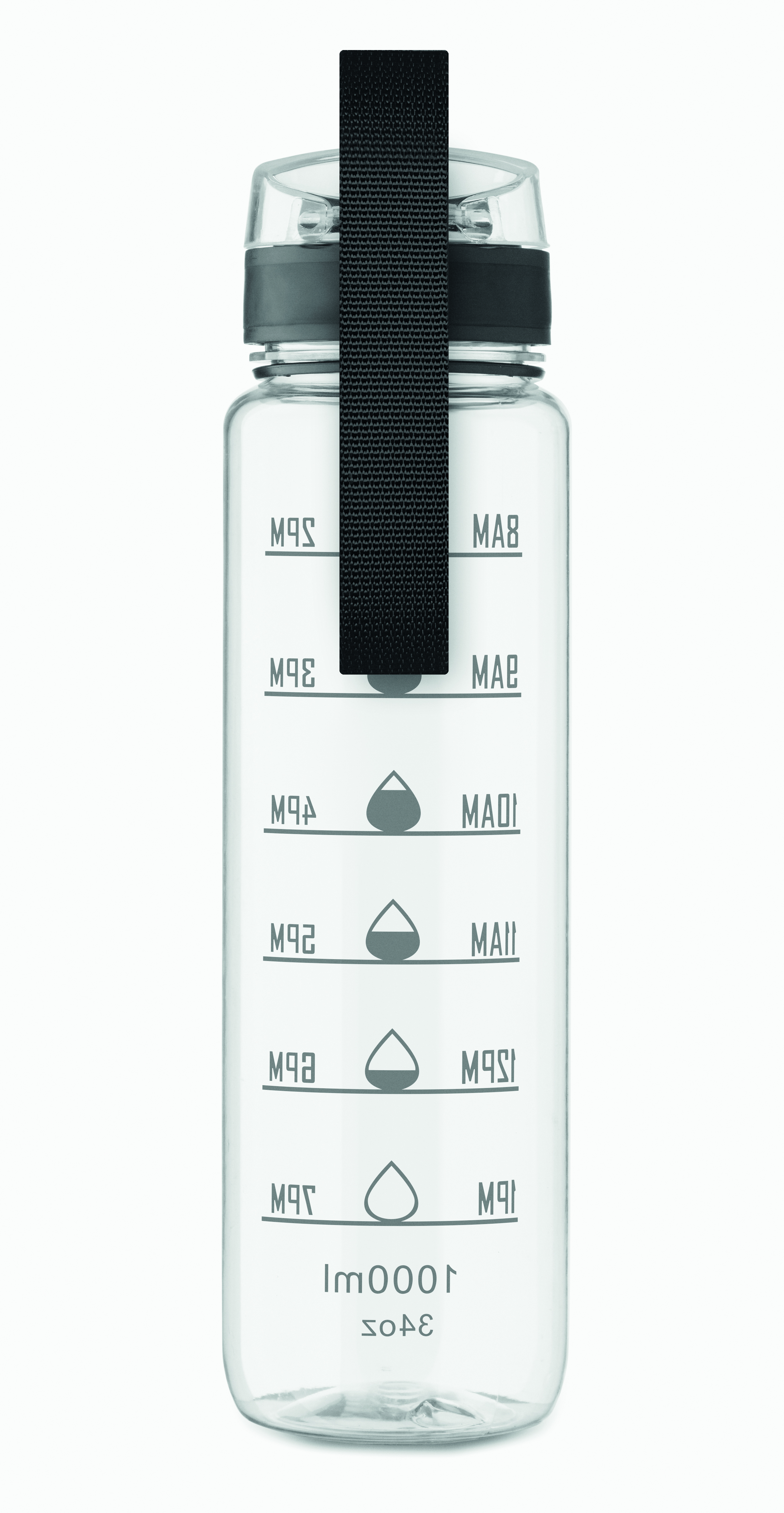 Sport-Trinkflasche RPET 1L ISFORDEN MARK – bedruckbar, mit Trageriemen