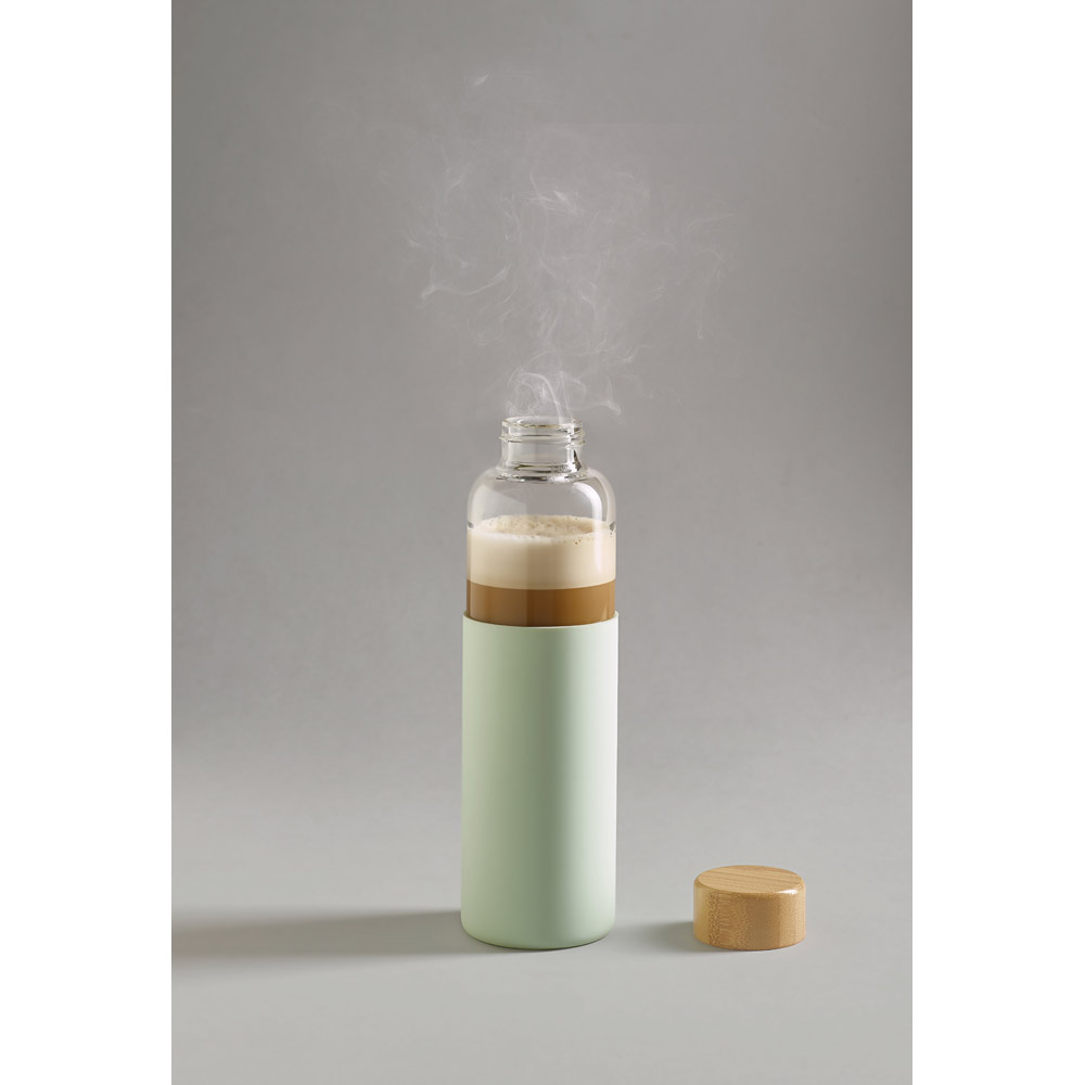 Glasflasche Bambus 600 ml – Borosilikatglas Trinkflasche bedruckbar