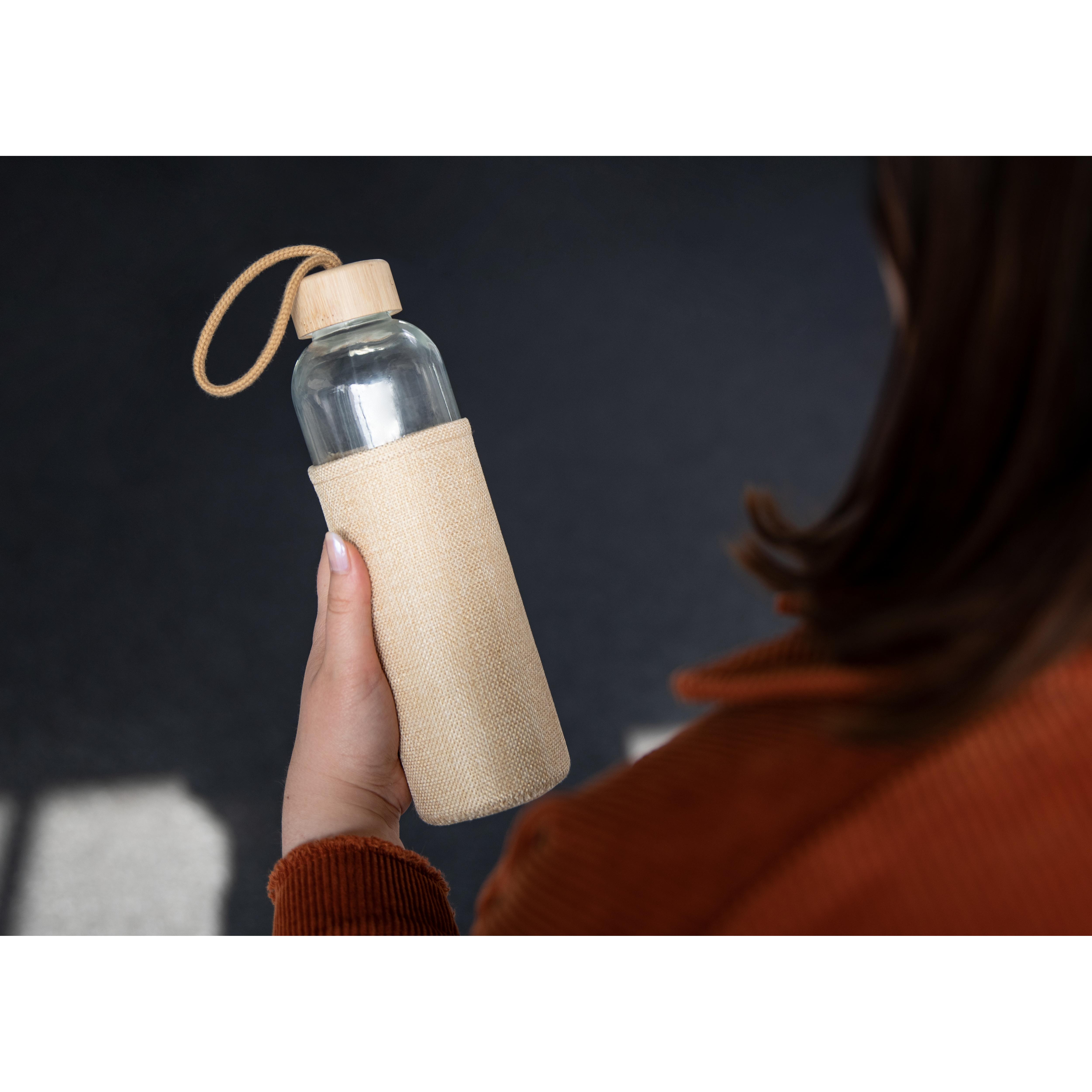 Glasflasche mit Hülle "Natural" 0,7l – Trinkflasche mit Bambusverschluss