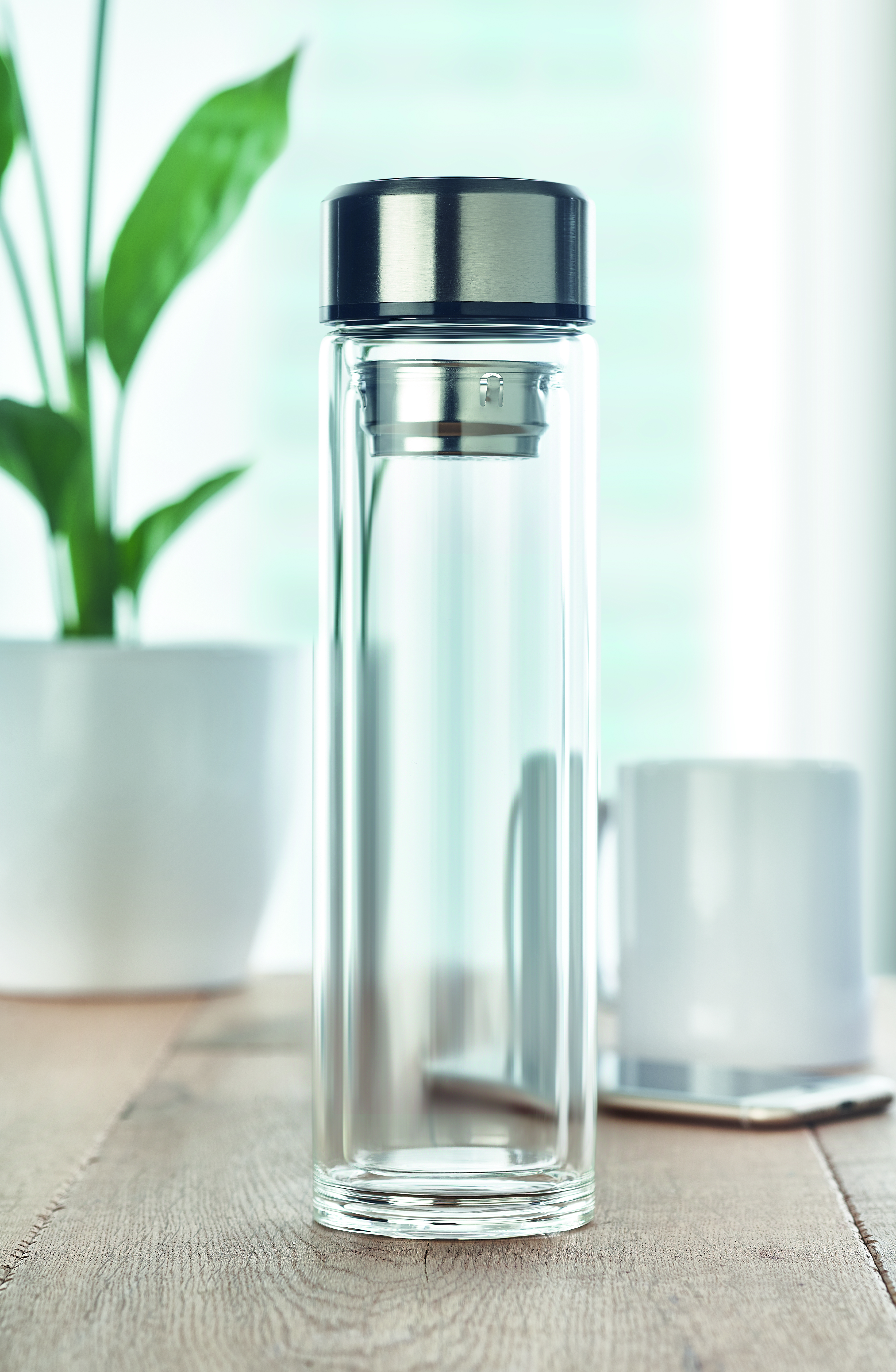 Glasflasche 390 ml POLE GLASS mit LED-Temperaturanzeige & Tee-Sieb