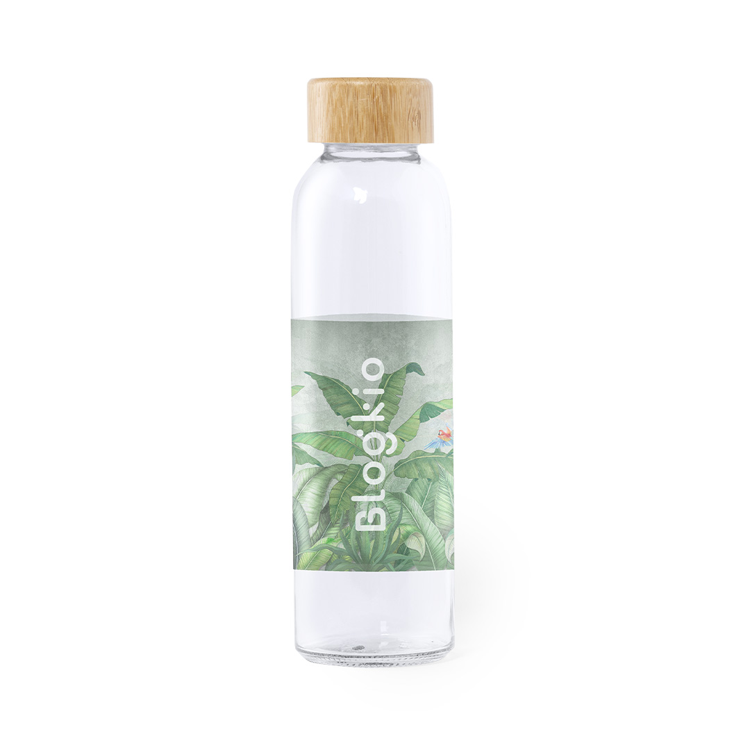 Trinkflasche Yonsol – Glasflasche 500 ml mit Bambus-Schraubverschluss