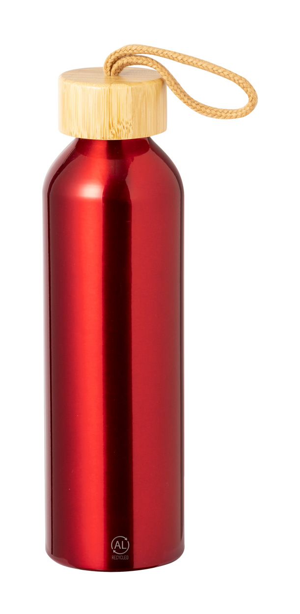 Trinkflasche 600 ml aus recyceltem Aluminium mit Bambusdeckel