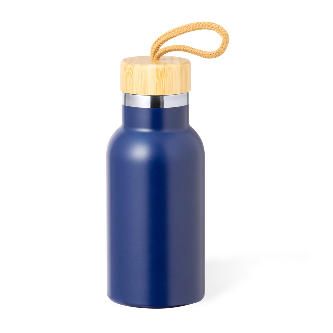 Thermosflasche 350 ml Edelstahl mit Bambus-Verschluss bedruckbar
