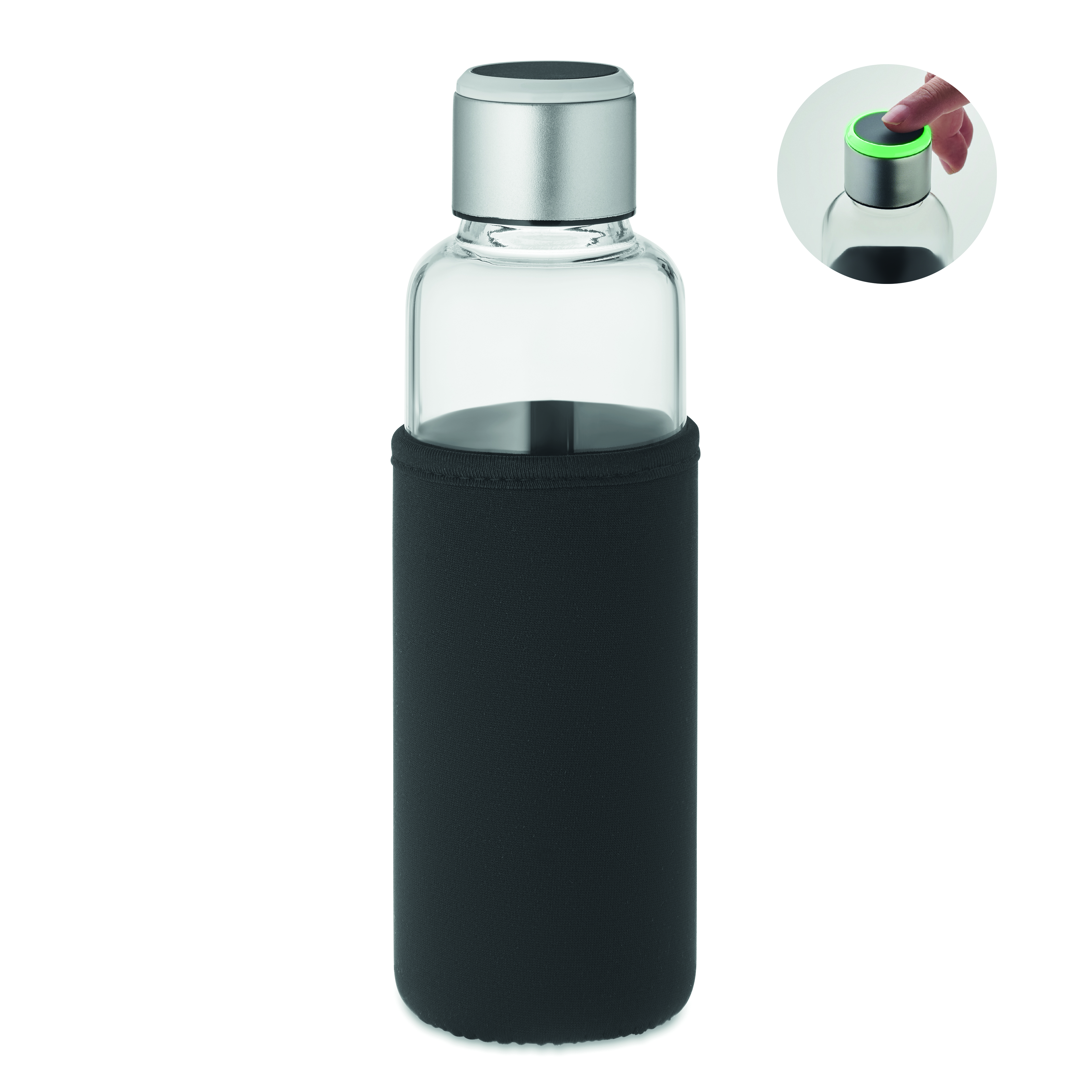 Glasflasche 500ml mit Trink-Erinnerung – Borosilikatglas bedruckbar