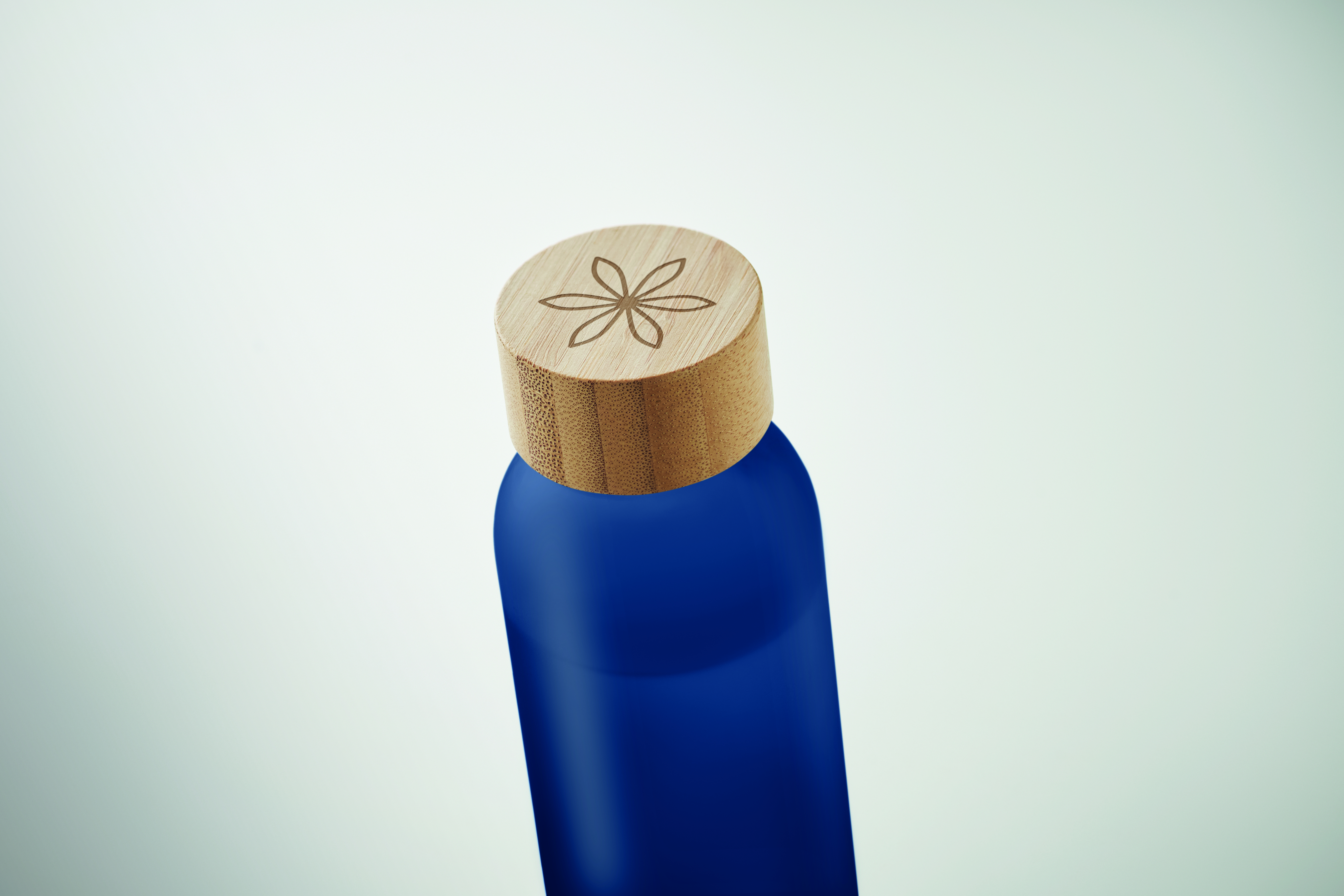 Glasflasche 500 ml mit Bambusdeckel - bedruckbar, auslaufsicher