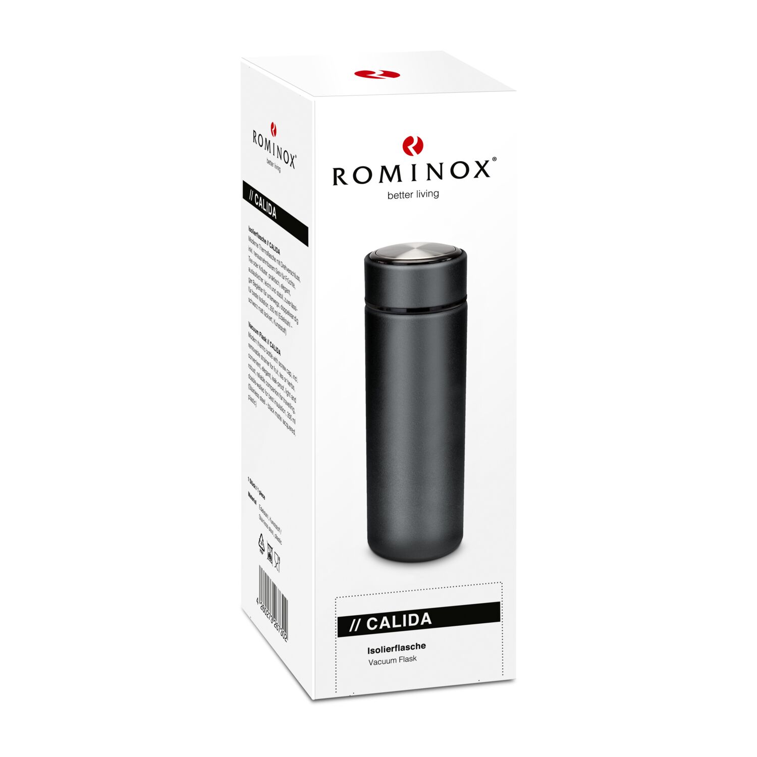 Isolierflasche Edelstahl 350 ml doppelwandig mit Sieb - ROMINOX Calida