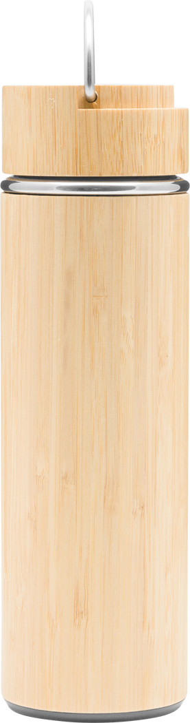 Isolierflasche BAMBOO HOT 400 ml Edelstahl mit Teesieb, bedruckbar