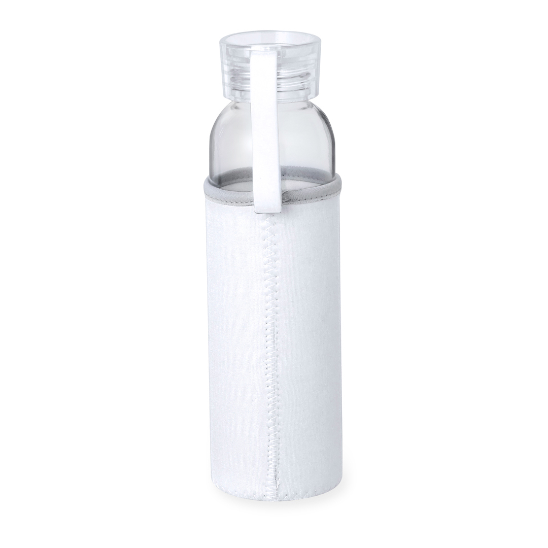 Trinkflasche Glas 500 ml mit Silikongriff & Softshell-Hülle, bedruckbar