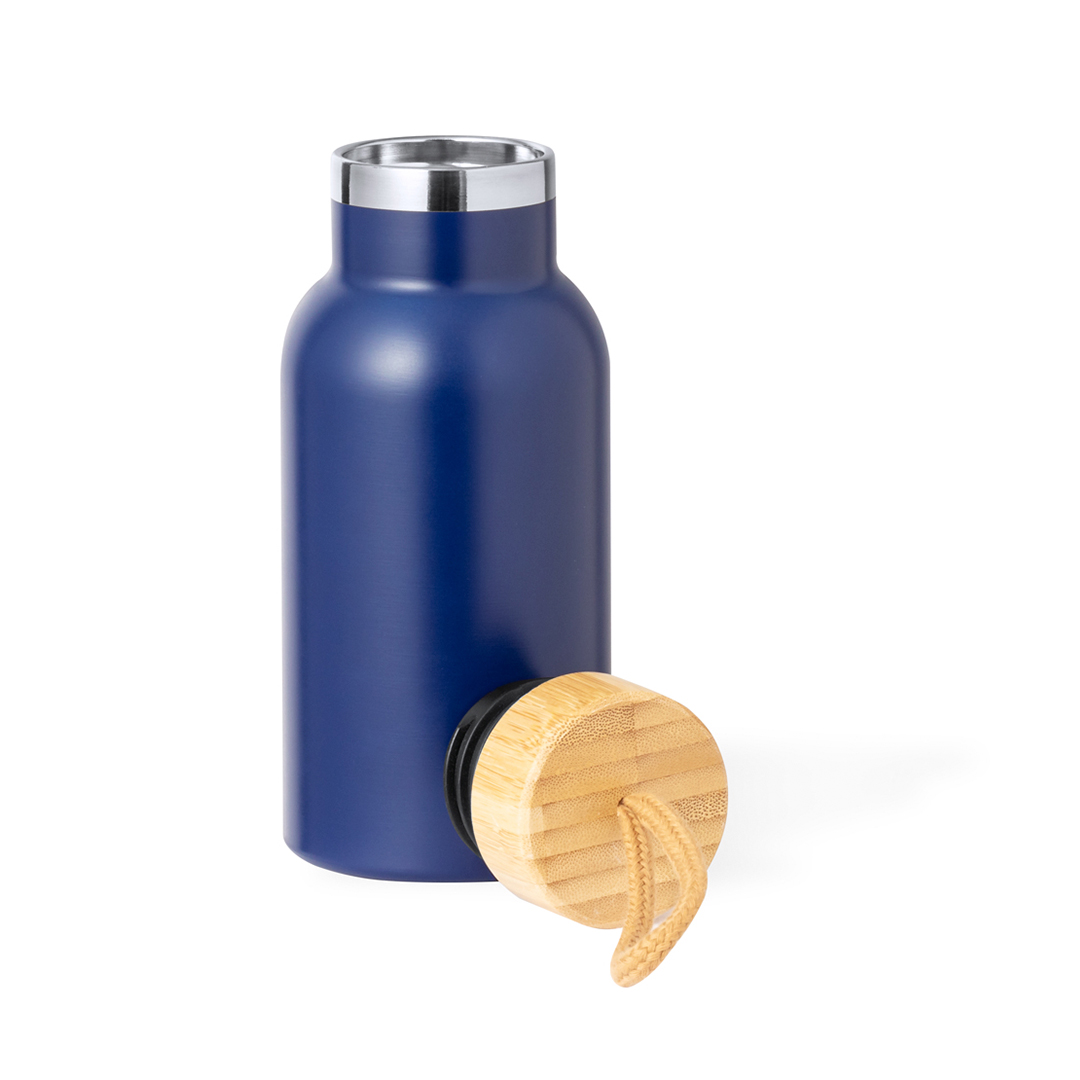 Thermosflasche 350 ml Edelstahl mit Bambus-Verschluss bedruckbar