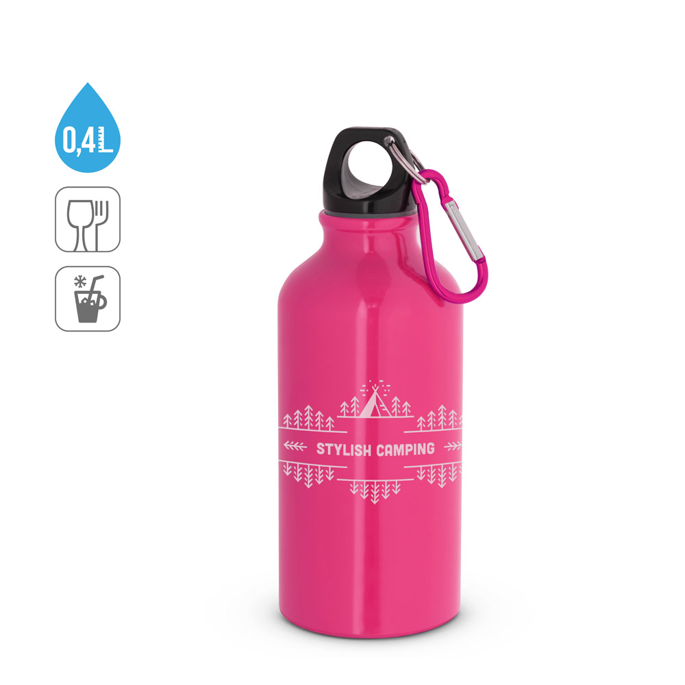 Aluminium-Sportflasche 400 ml mit Karabiner, bedruckbar - LANDSCAPE S