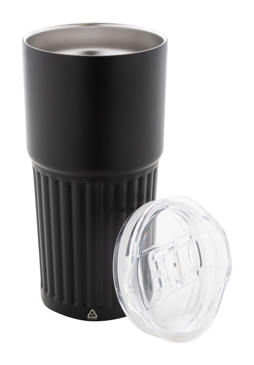 Thermobecher Streaky Tall 600 ml, recycelter Edelstahl, bedruckbar