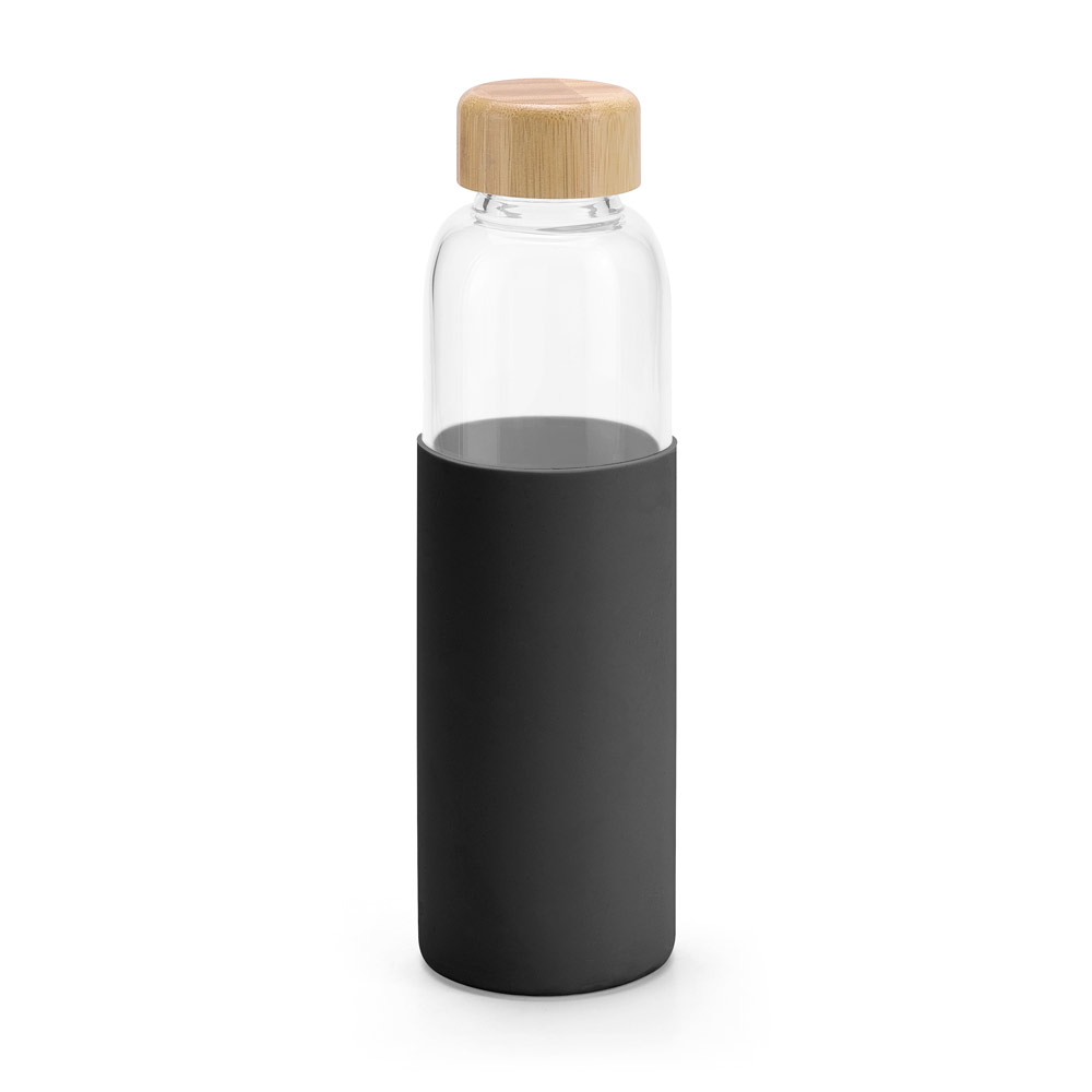 Glasflasche Bambus 600 ml – Borosilikatglas Trinkflasche bedruckbar