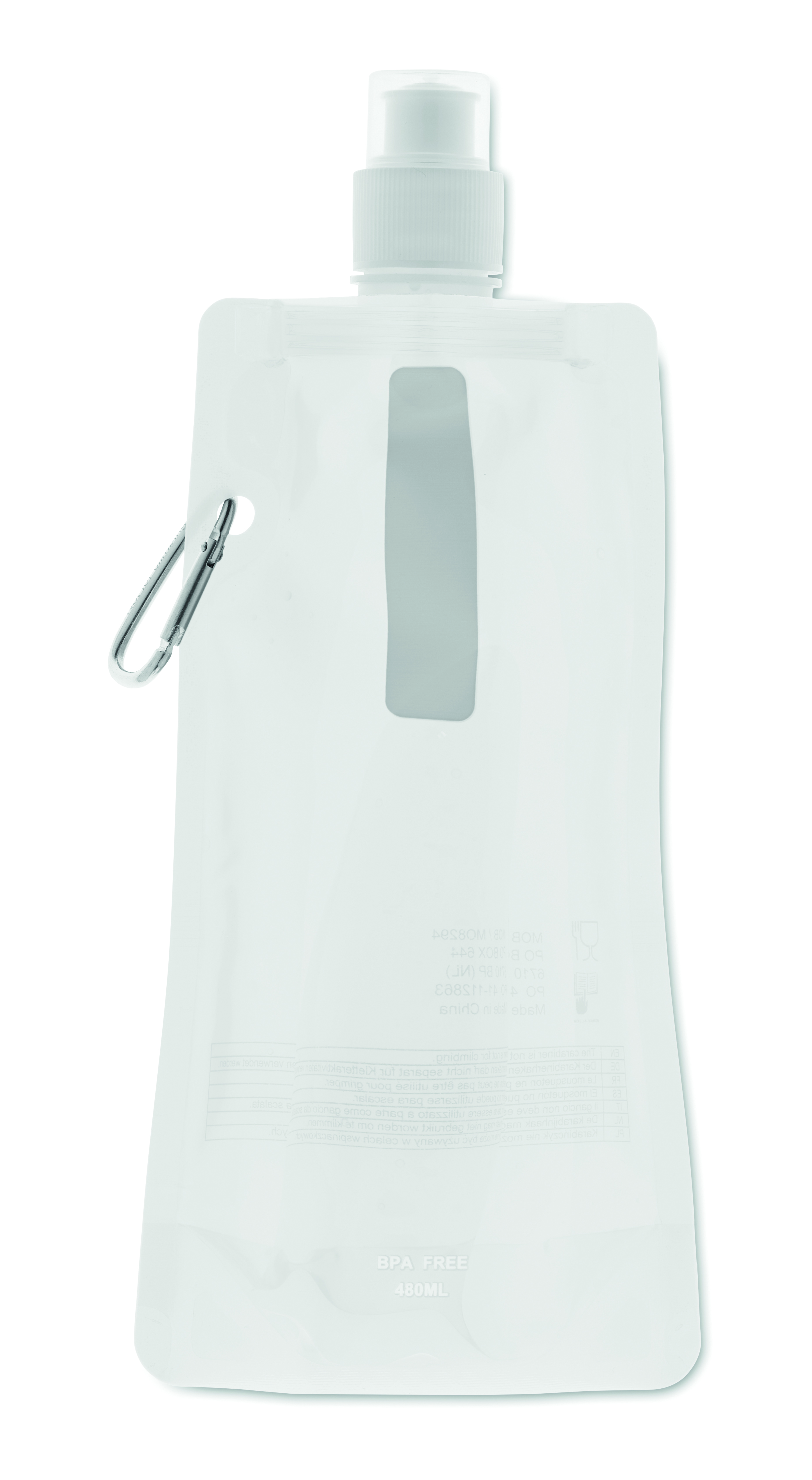 Faltbare Wasserflasche GATES aus PET, 480 ml – bedruckbar