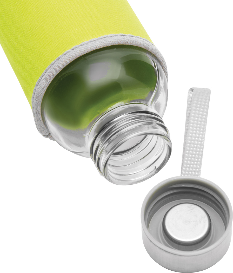 Glas-Trinkflasche TAKE WELL 450 ml mit Schutzhülle, bedruckbar