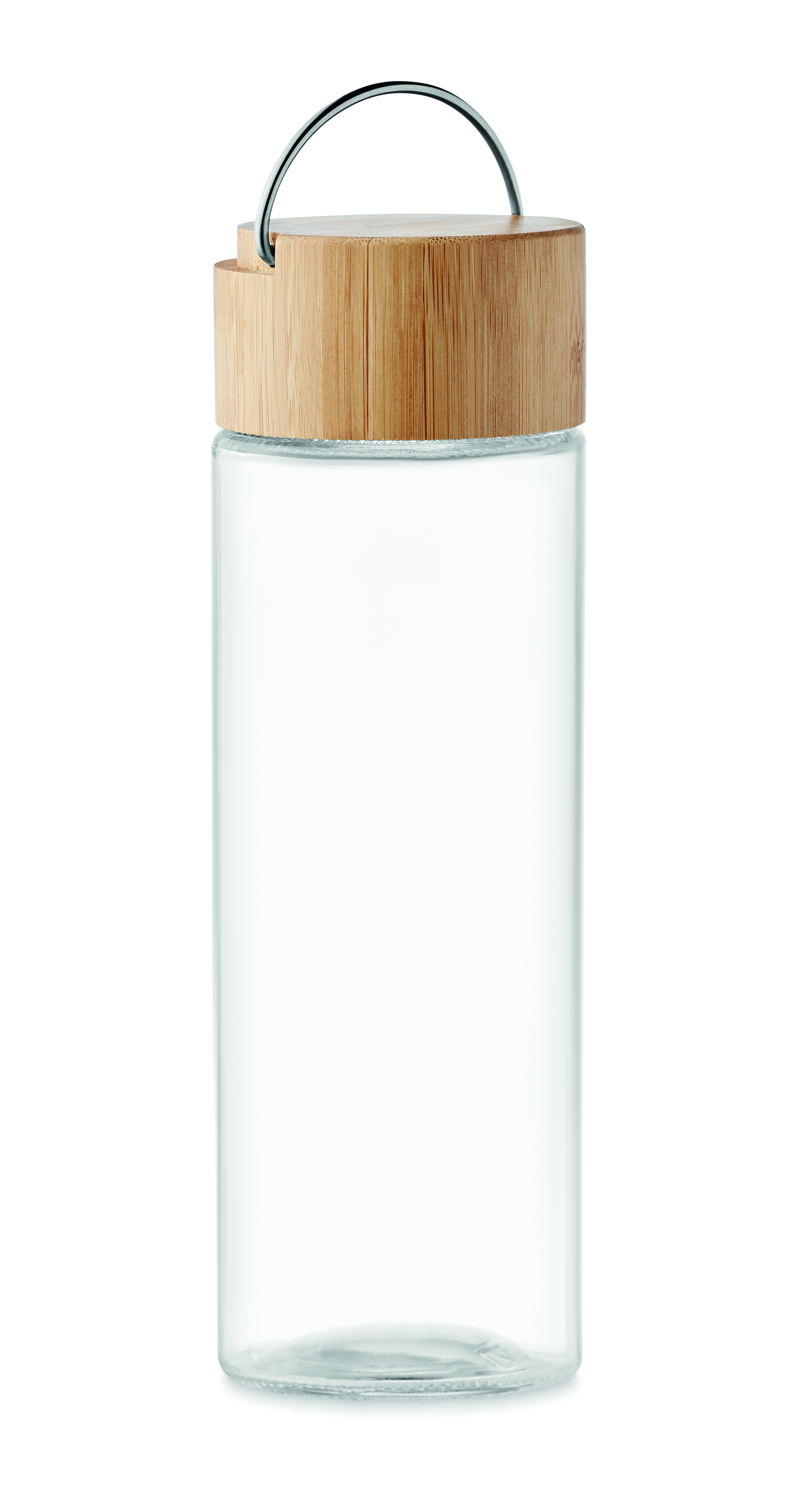 Glas-Trinkflasche 500 ml AMELAND mit Bambus-Verschluss, bedruckbar