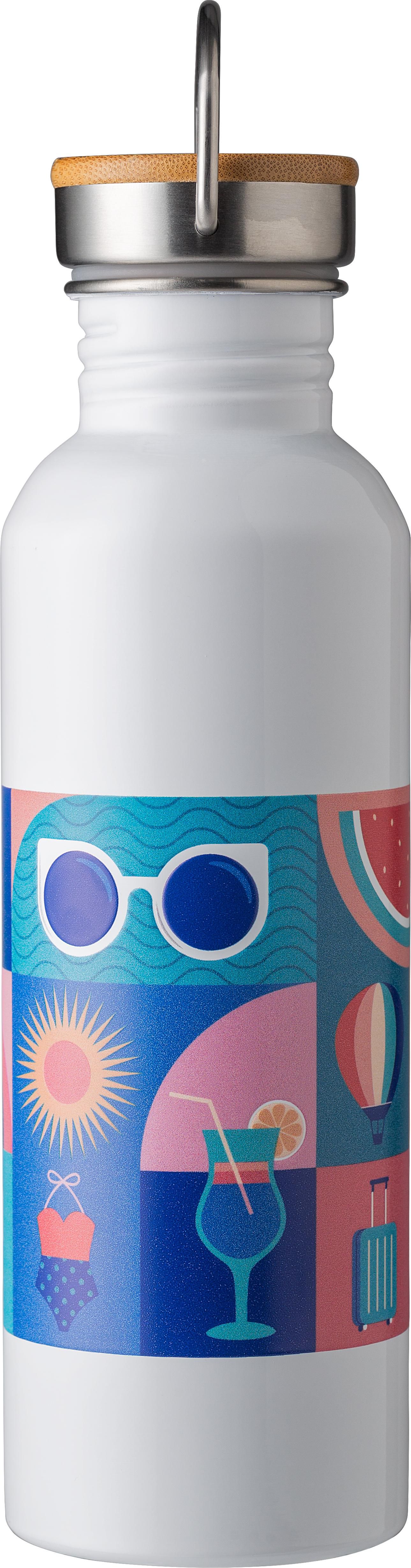 Edelstahl Trinkflasche 700 ml mit Bambus-Schraubverschluss bedruckbar