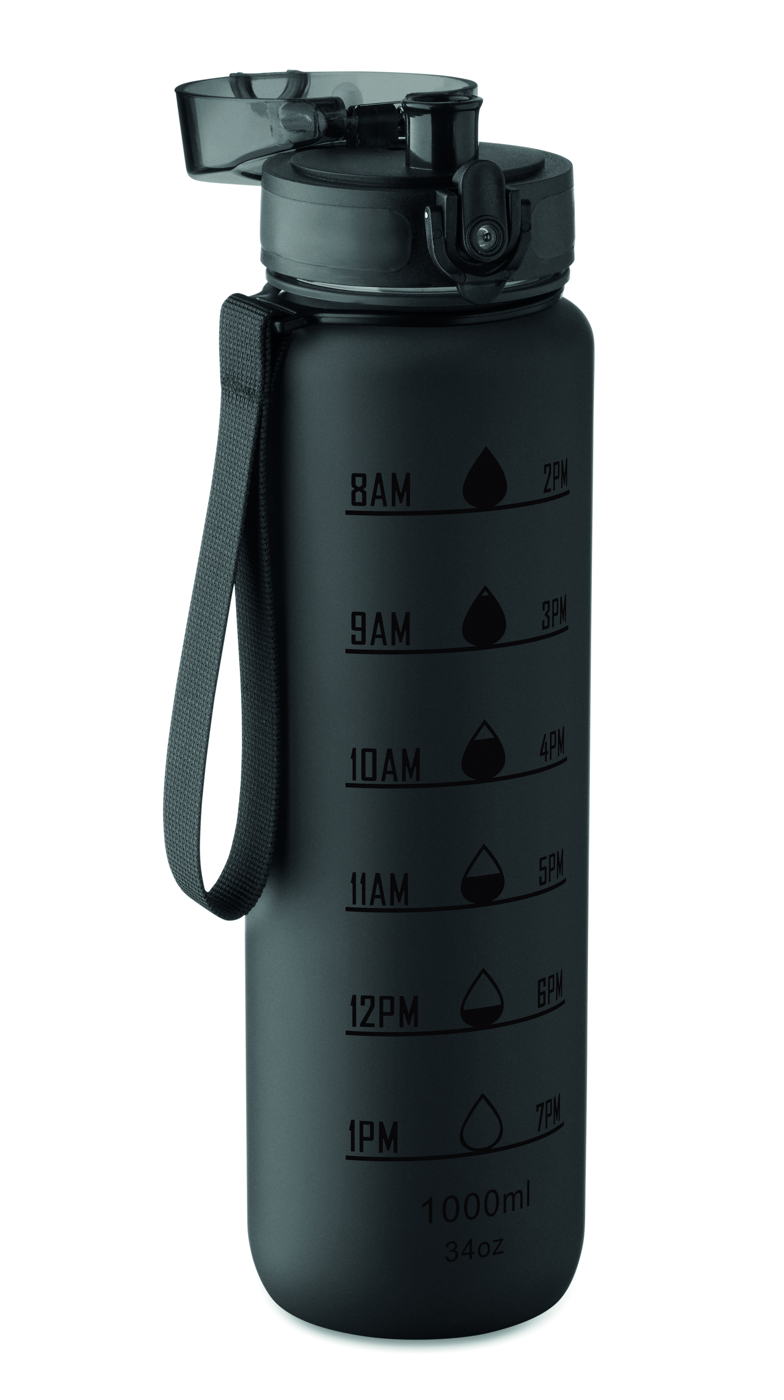 Sport-Trinkflasche RPET 1L ISFORDEN MARK – bedruckbar, mit Trageriemen