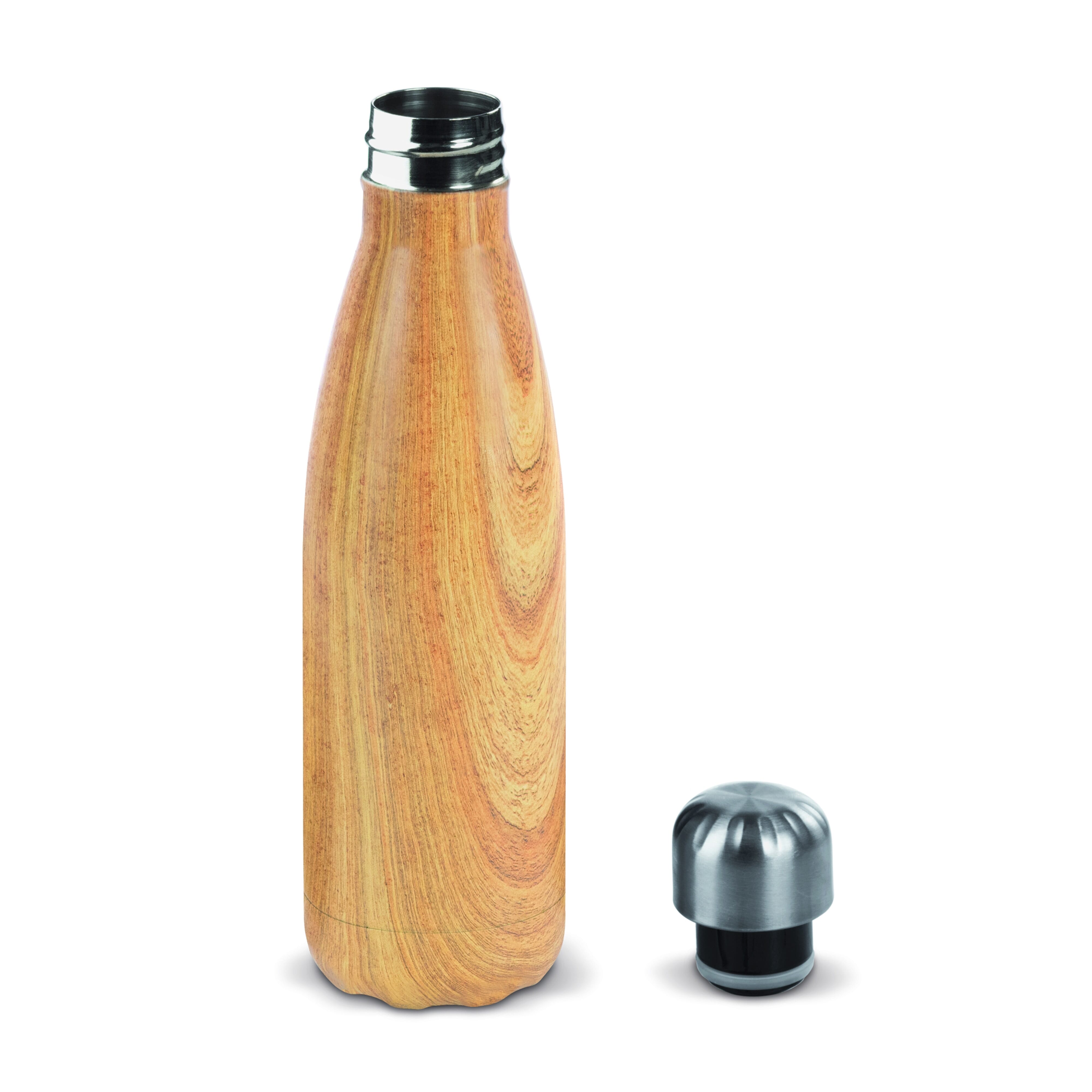 Edelstahl Trinkflasche Swing Holz Edition 500ml - doppelwandig