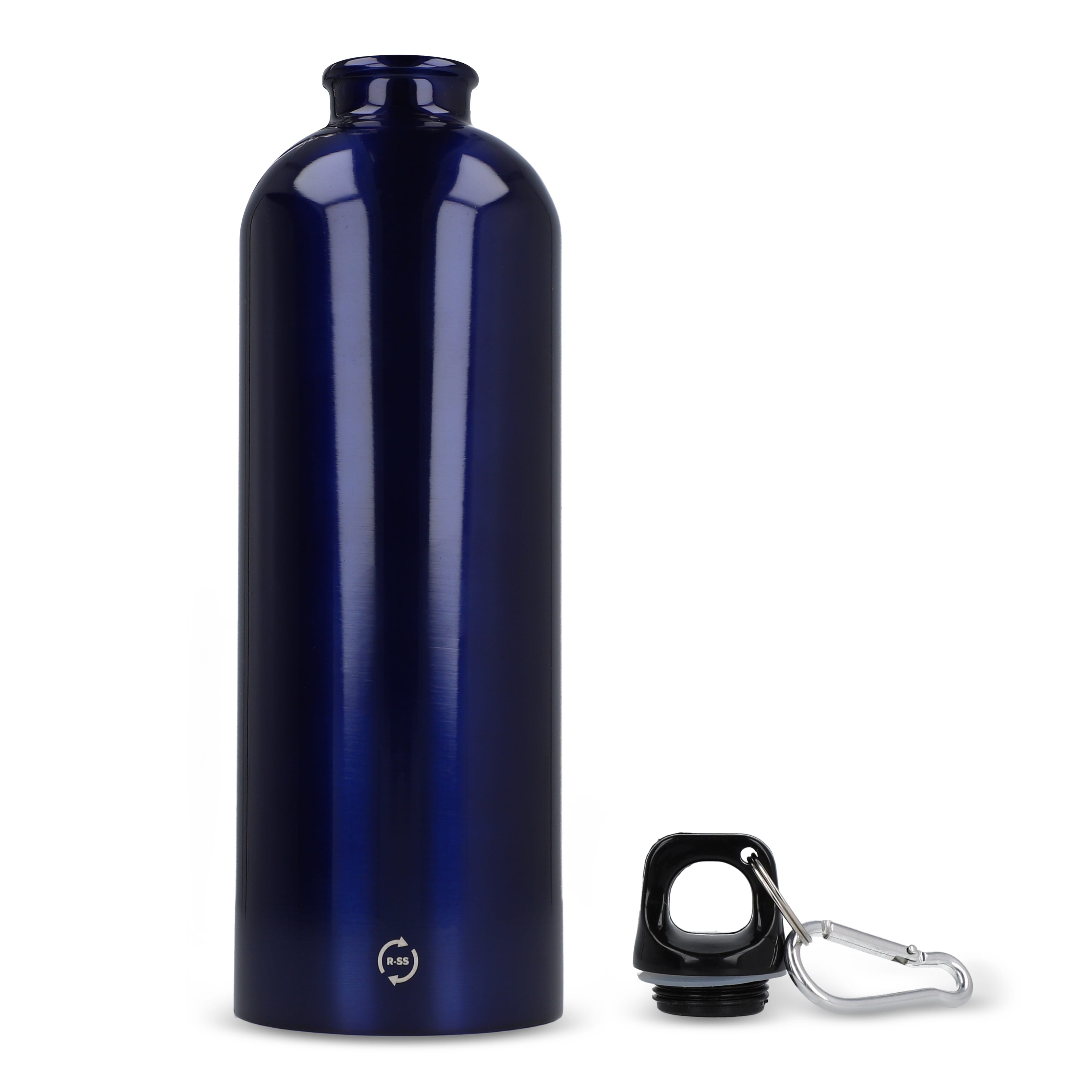 Edelstahl-Trinkflasche 750ml einwandig mit Karabiner, recycelt