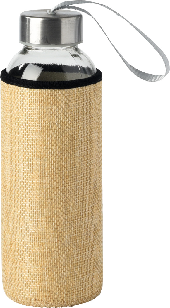 Glas-Trinkflasche TAKE JUTY 450 ml mit Jute-Hülle & Edelstahldeckel