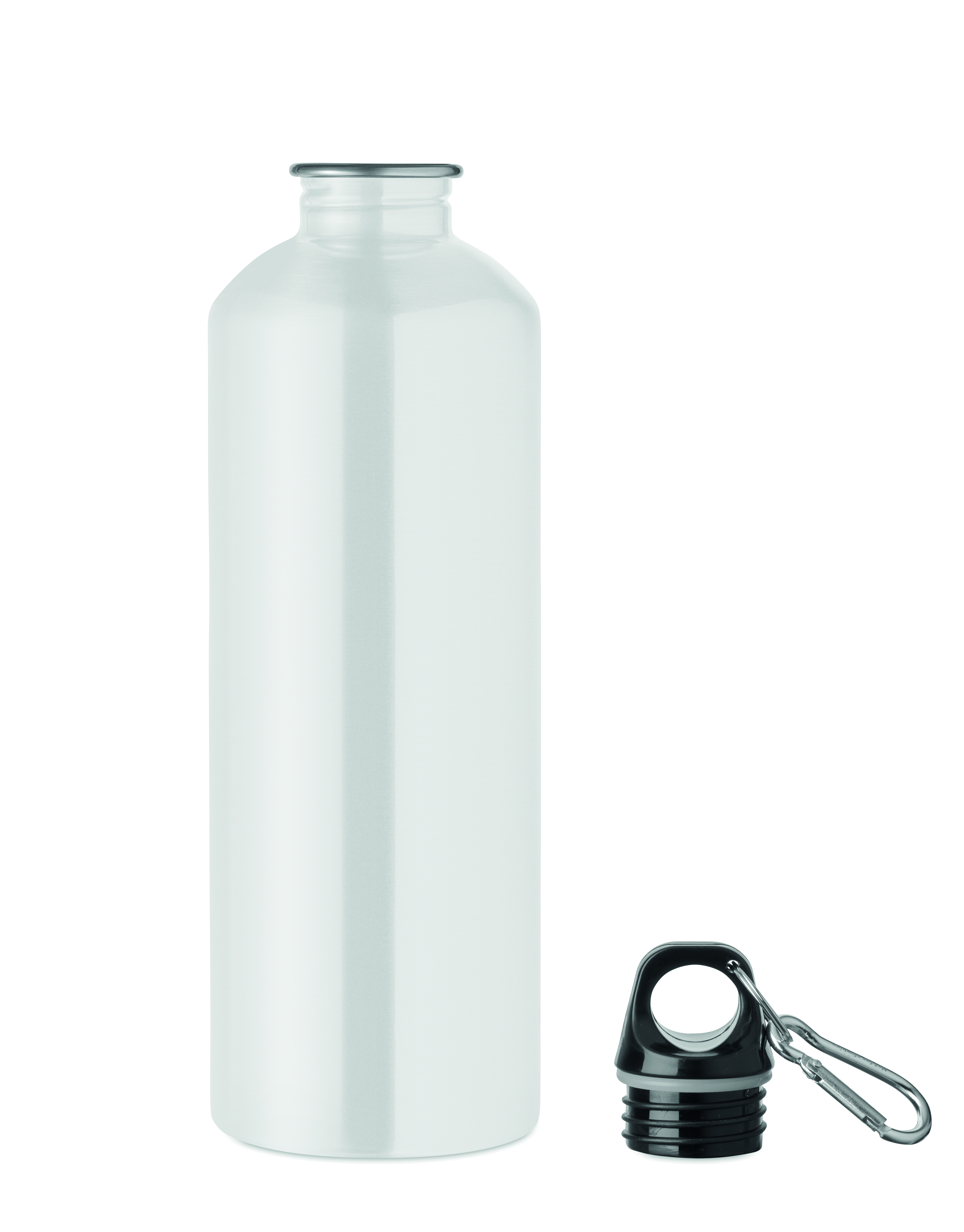 Edelstahl Trinkflasche 1000 ml einwandig mit Karabiner, bedruckbar