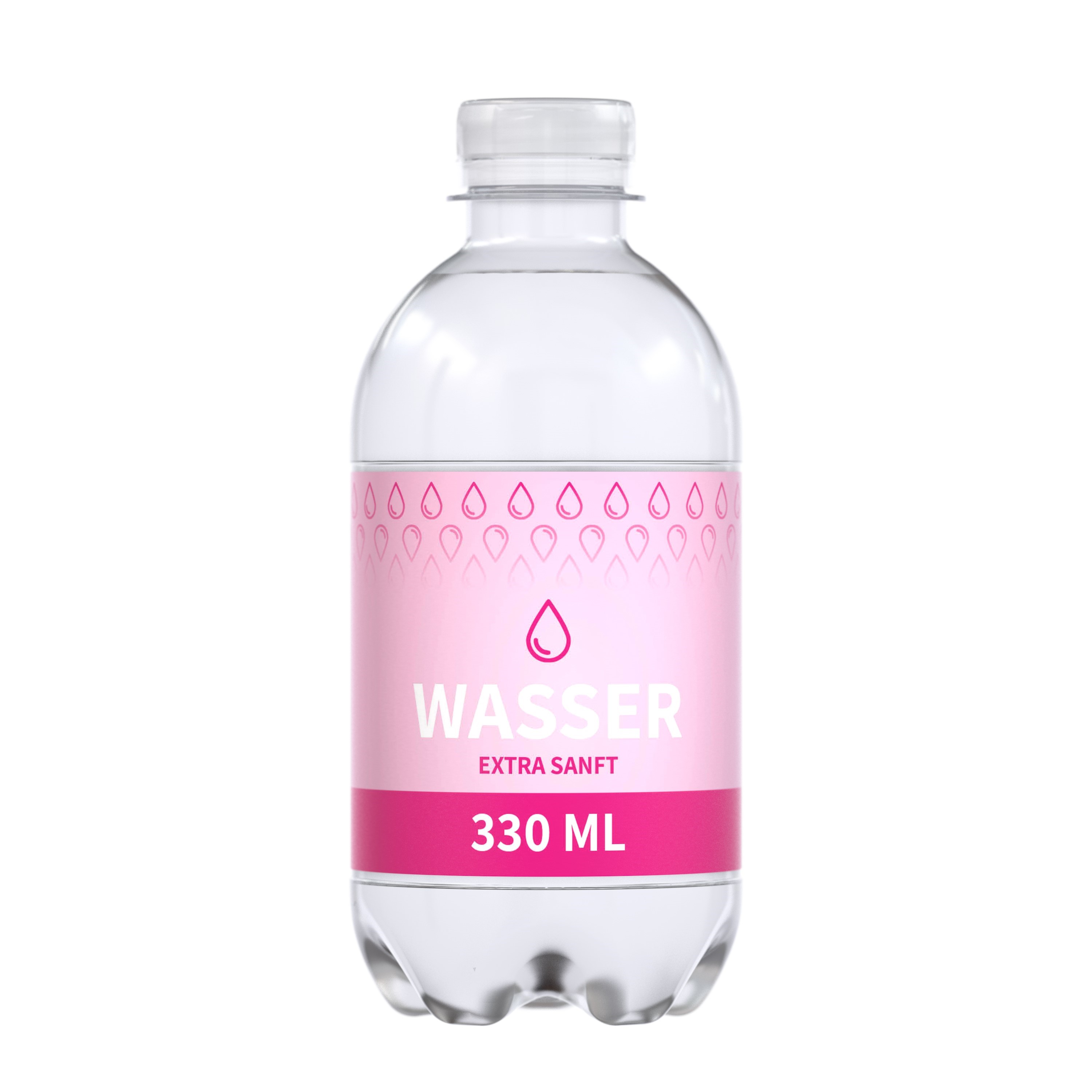 Werbewasser 330 ml PET-Flasche aus Recyclat, Eco-Label, bedruckbar